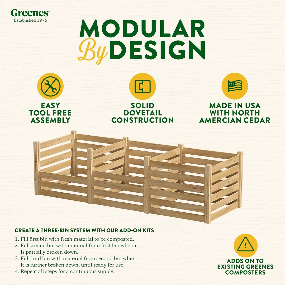 Greenes Fence Cedar Wood Composter Add-On Kit 36" x 36" x 31", 173.92 gal - image 8