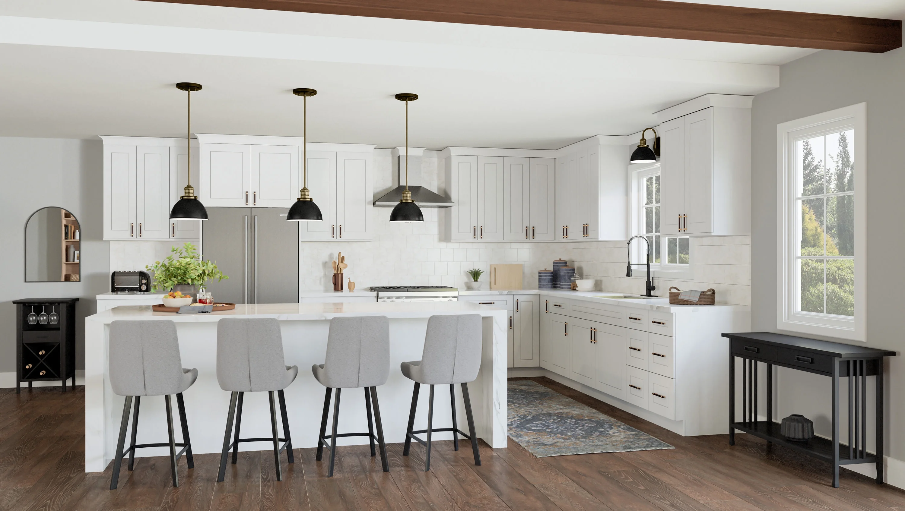 Design House Brookings Assembled Shaker Style Base Kitchen Cabinet (36" x 34.5" x 24"), Sherwin Williams? White - image 3