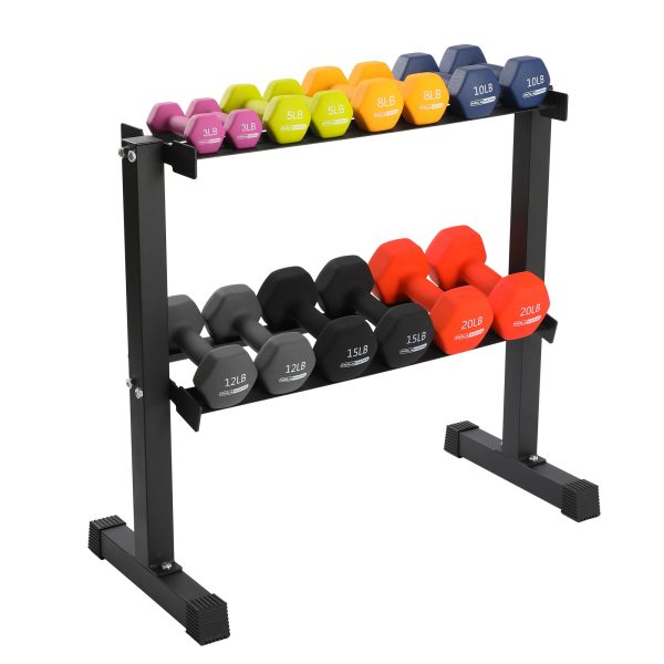150 lb Neoprene Dumbbell Set with Rack - 7 Pair Color Coded Hand Weights for Home Gym Strength Training - product image 1