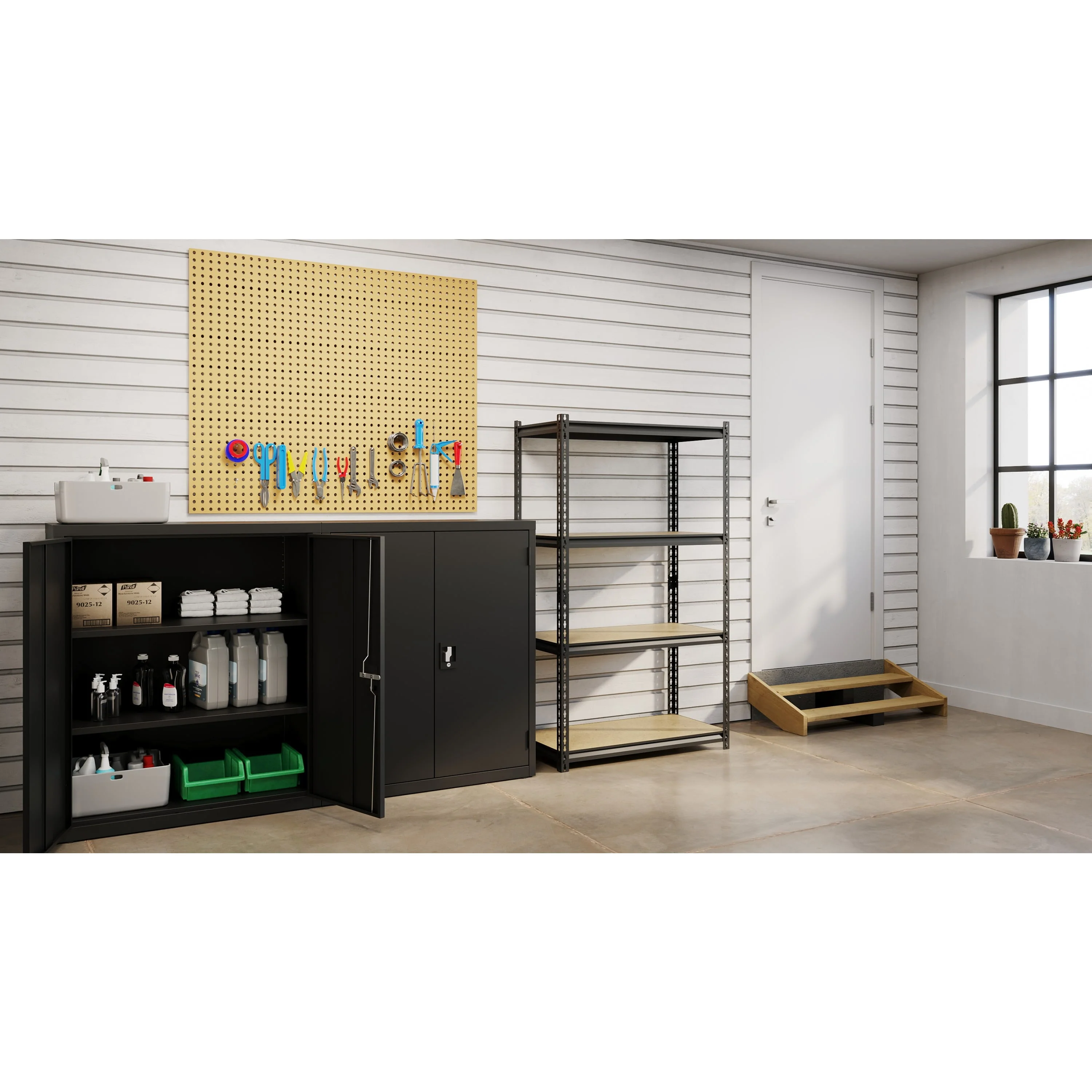 Iron Horse 2300 Riveted Steel Shelving 4-Shelf Unit, 18D x 36W x 60H, Black - image 6