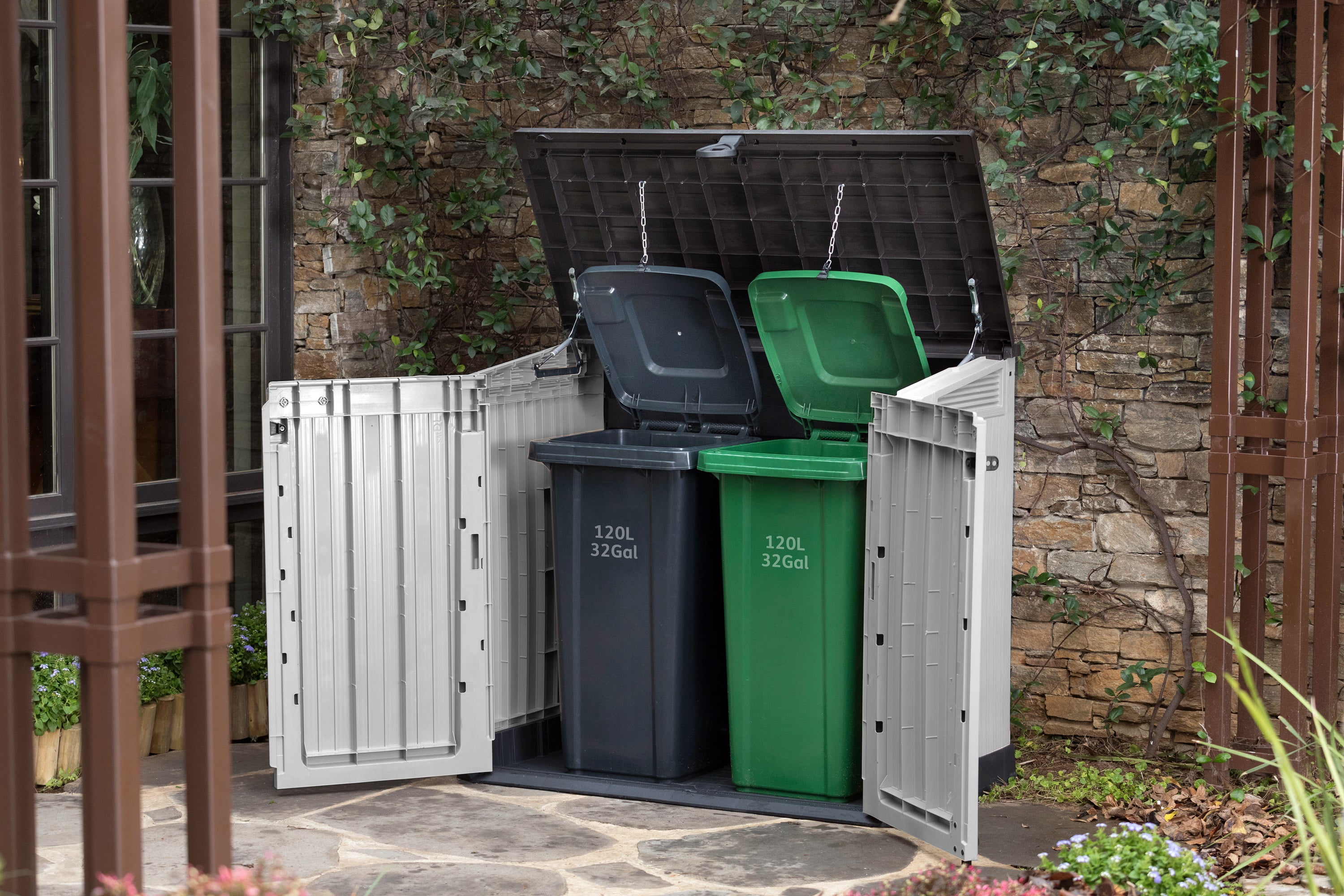 Keter S.I.O Midi 4.3' x 2.3' x 3.7' Horizontal Resin Outdoor Storage Shed with Durable Floor, Grey - image 6