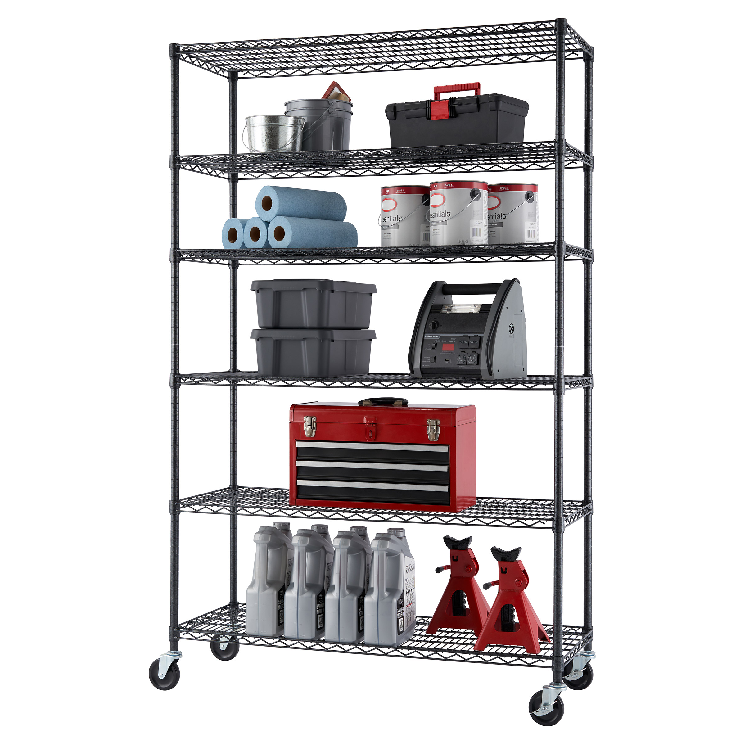 TRINITY 6-Tier Wire Shelving Rack, 48' x 18' x 72' NSF, Includes Wheels - image 3