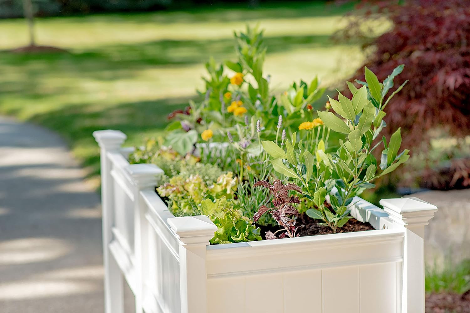 White Vinyl Raised Garden Bed Planter Box - Paintable Outdoor Herb & Flower Planter with Storage Shelf - product image 3