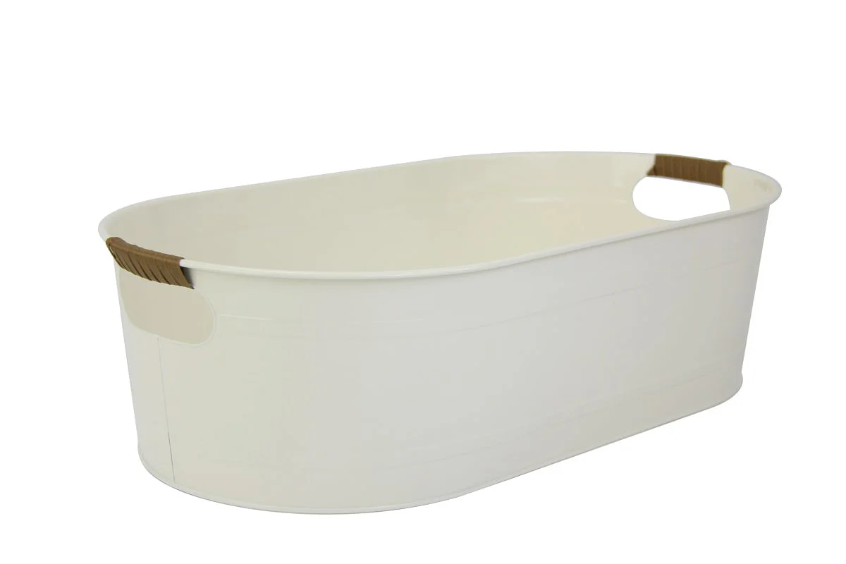 Better Homes & Gardens- White Medium Oval Galvanized Tub, 20.27 in L x 11.22 in W x 5.7 in H - image 1