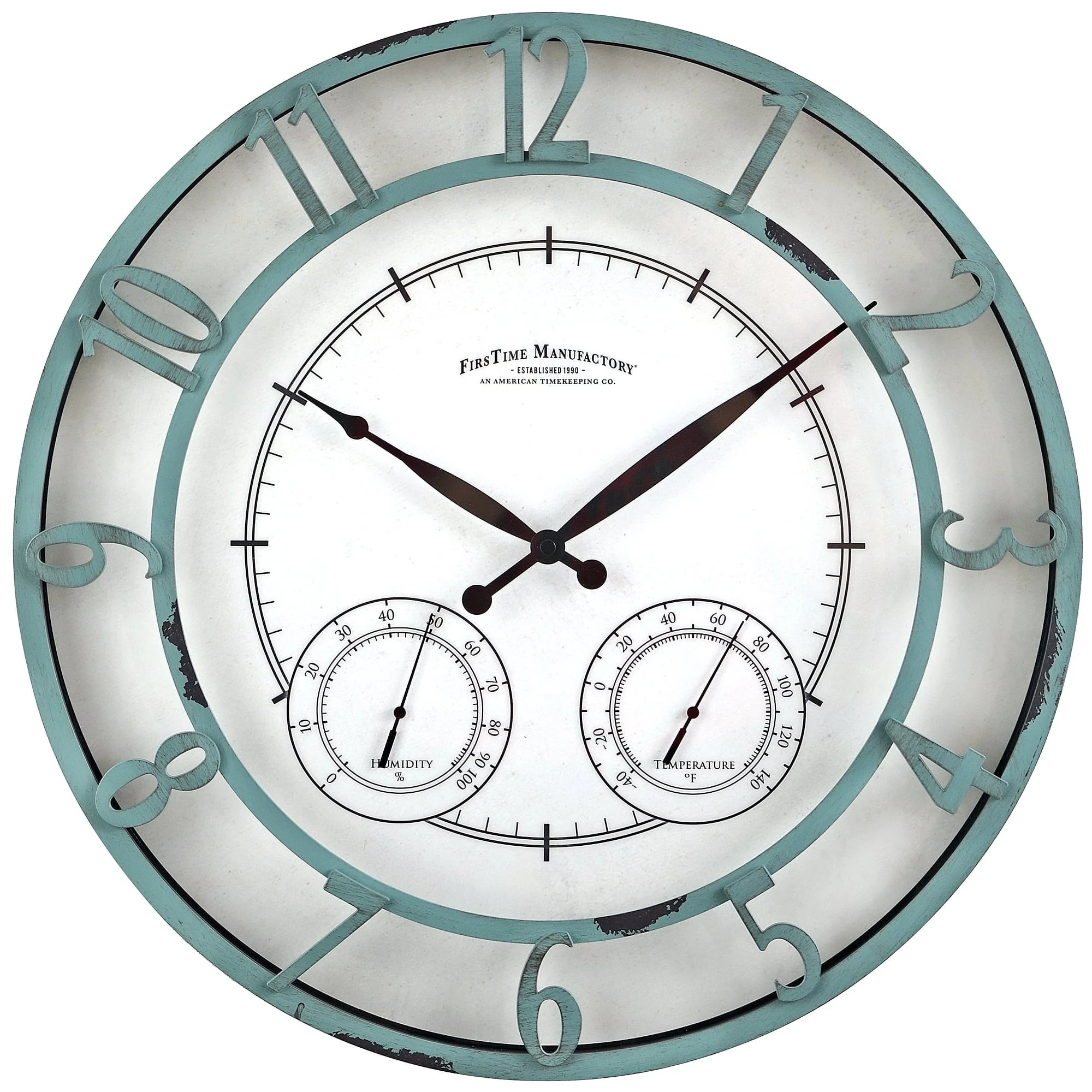 FirsTime & Co. Teal Laguna Outdoor Wall Clock, Farmhouse, Analog, 18 x 2 x 18 in - image 2