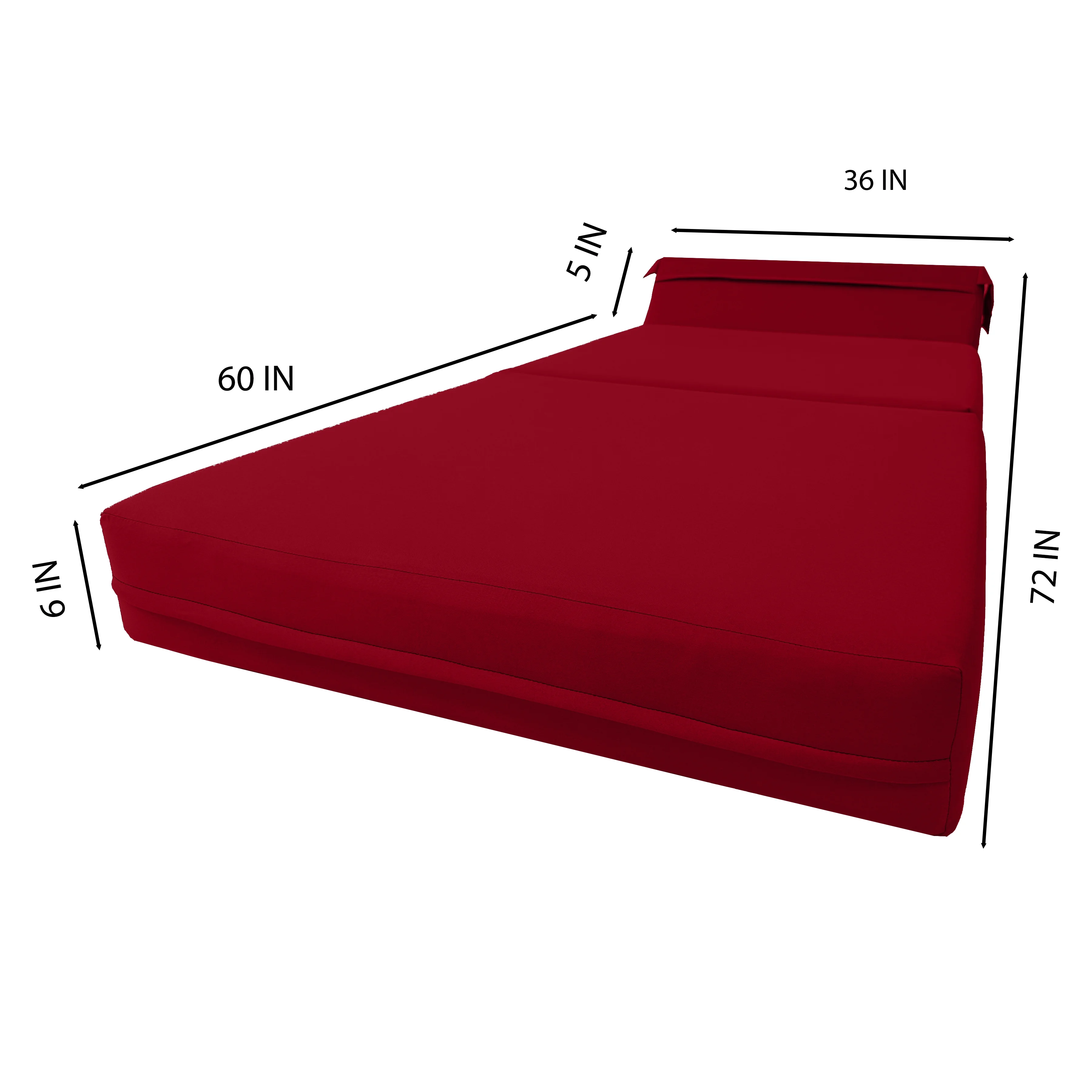 Red Sleeper Chair Folding Foam Beds, Portable Studio Sofa Guest Bed, 6 x 36 x 70 - image 4