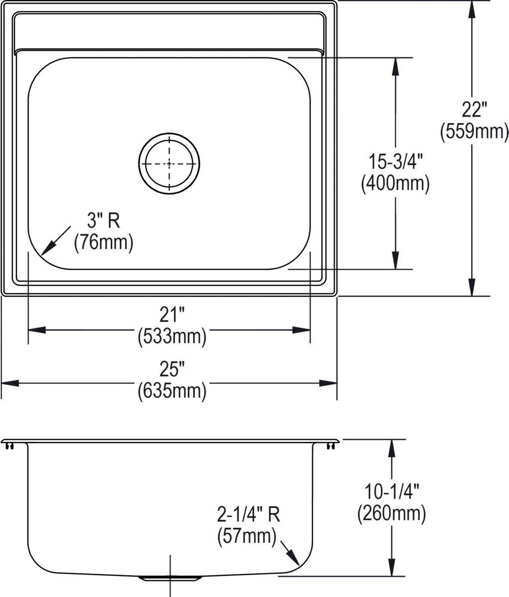 Elkay Dayton Stainless Steel 25" x 22" x 10-1/4", Single Bowl Drop-in Sink - image 5