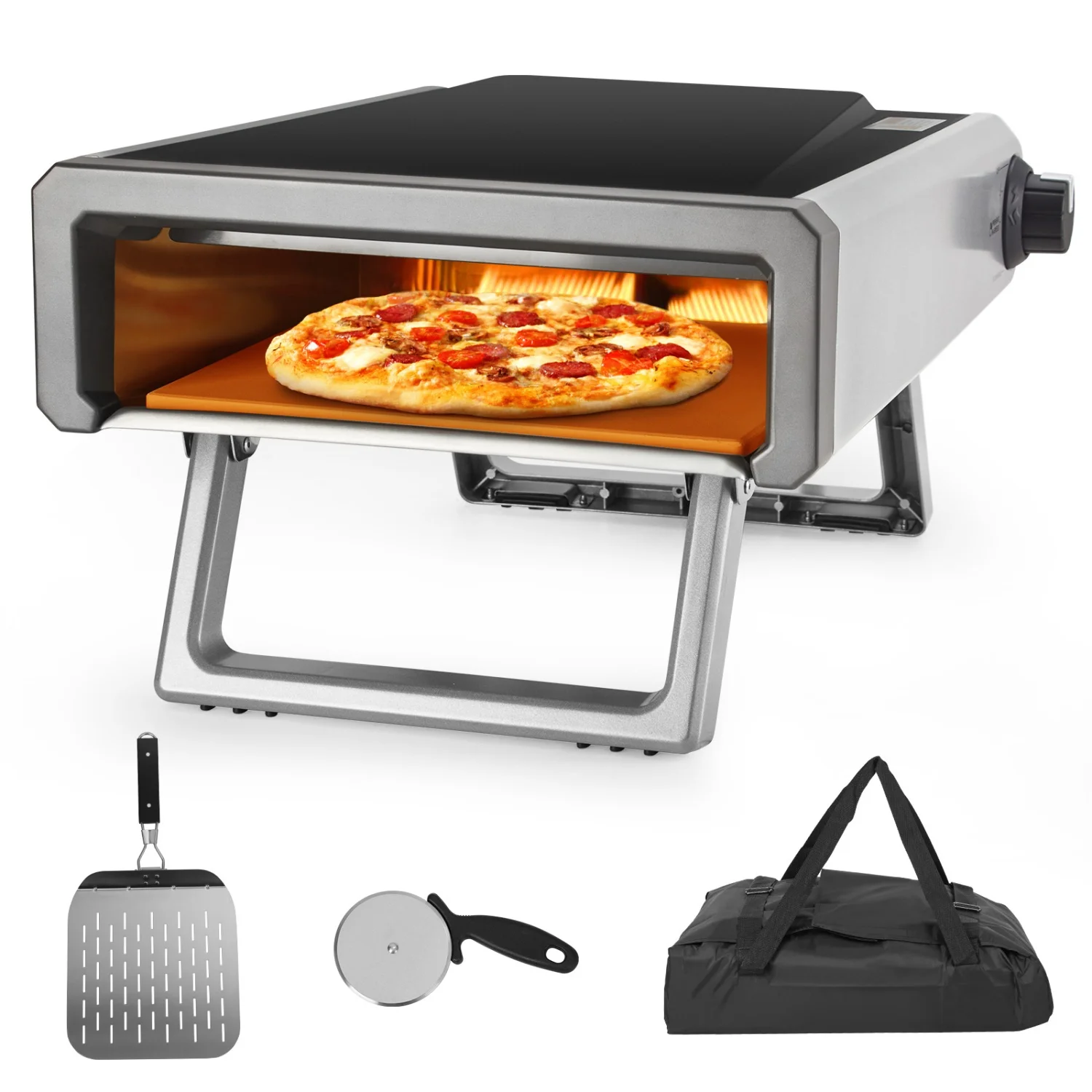 Wildbreak Ourdoor Gas Propane Pizza Oven, 22.8 x 16.5 x 7.1", With Accessories Kit, Silver & Black - image 4