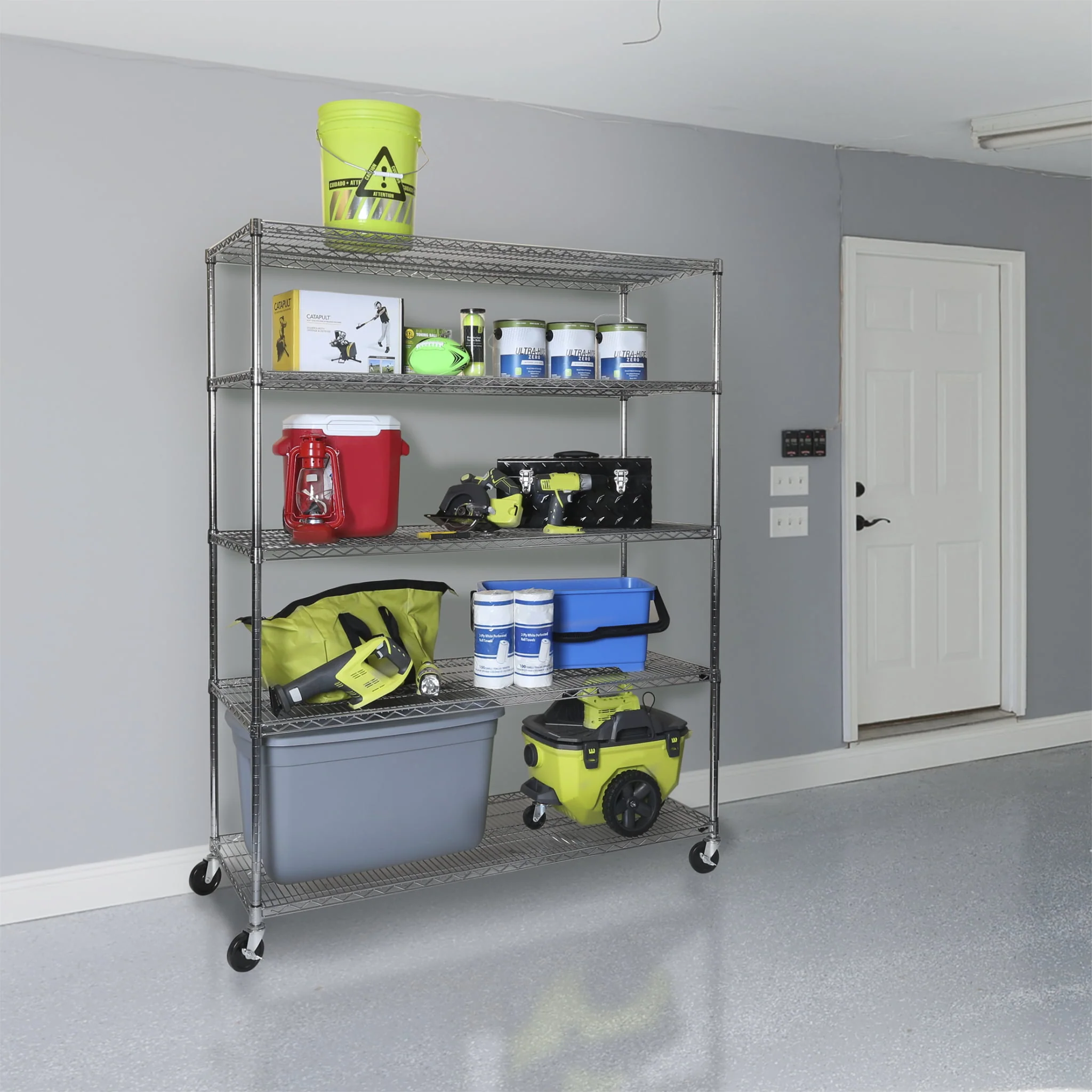 Seville Classics 60"W x 24"L x 72"H 5-Shelf Steel Wire Freestanding Shelves, Silver - image 3