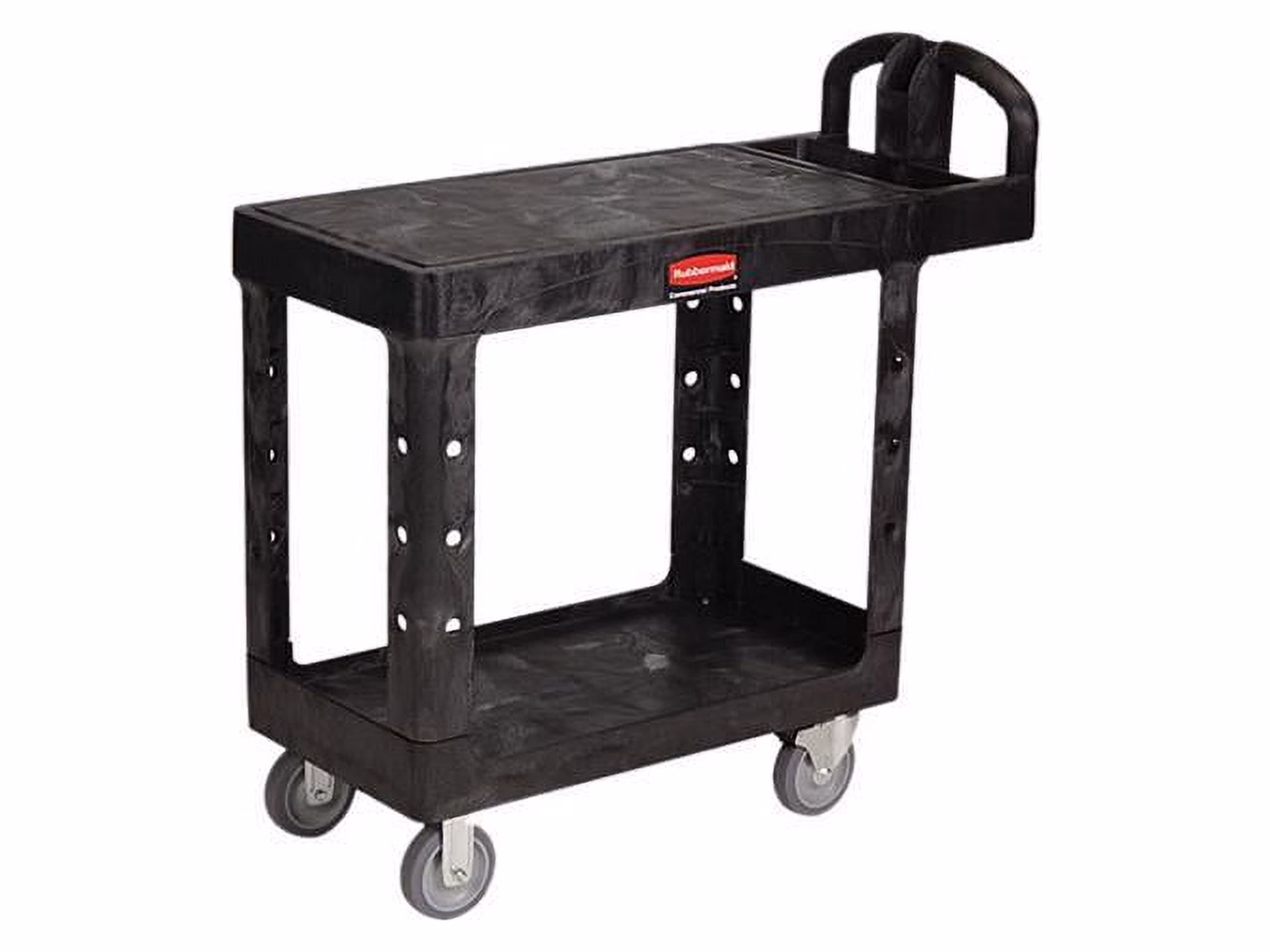 Rubbermaid Commercial Flat Shelf Utility Cart, Two-Shelf, 19.19w x 37.88d x 33.33h, Black -RCP450500BK - image 1