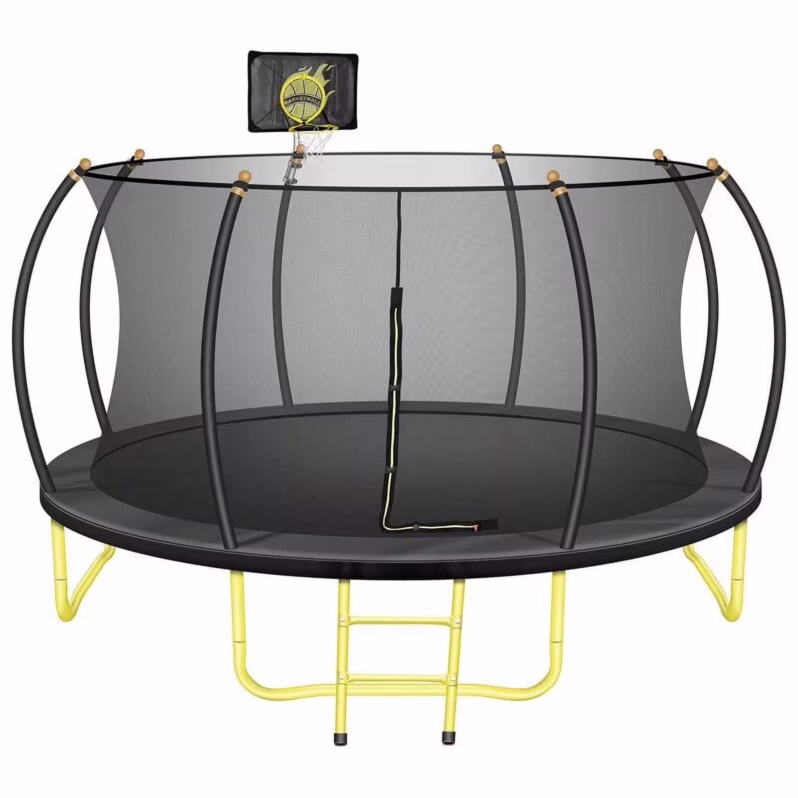JAMPOOCA Pumpkin Trampoline with Enclosure for Kids and Adults, Black/Yellow, 63.78" x 17.72" x 8.66" - image 4
