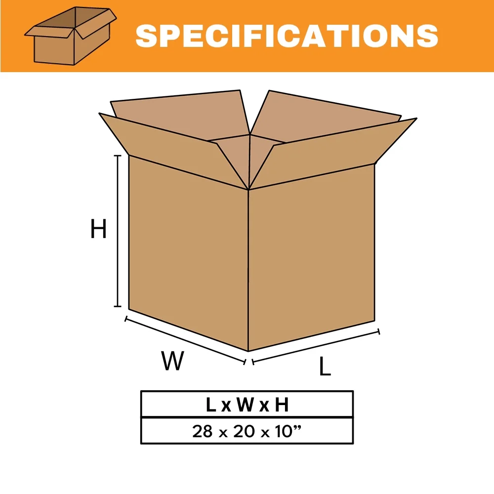 Durable Corrugated Cardboard Packing Boxes, 28 x 20 x 10 Inches, 15 Per Bundle, Storage - image 5
