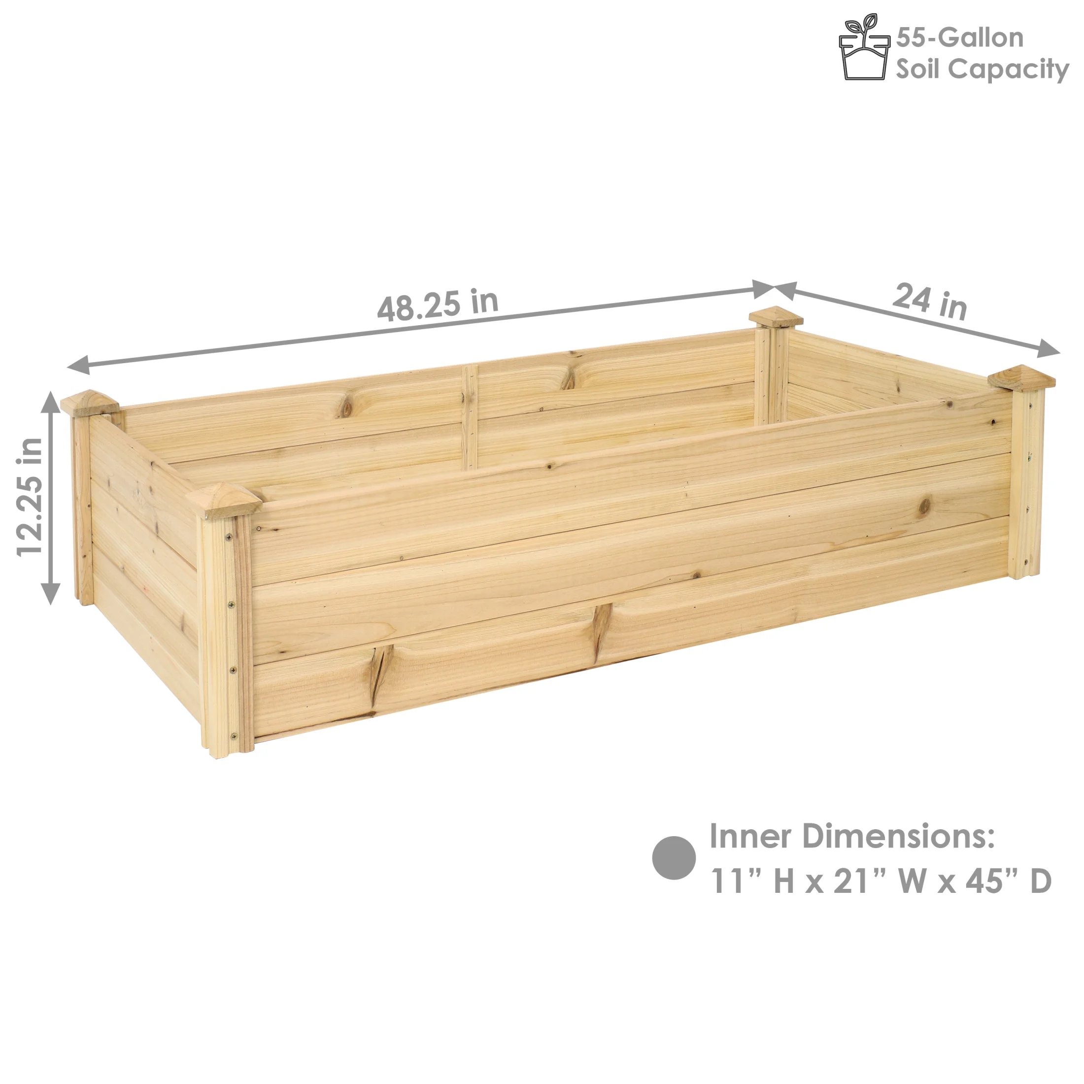 Sunnydaze 24" x 48.25" x 12.25" Rectangular Natural Wooden Outdoor Raised Garden Bed - image 5