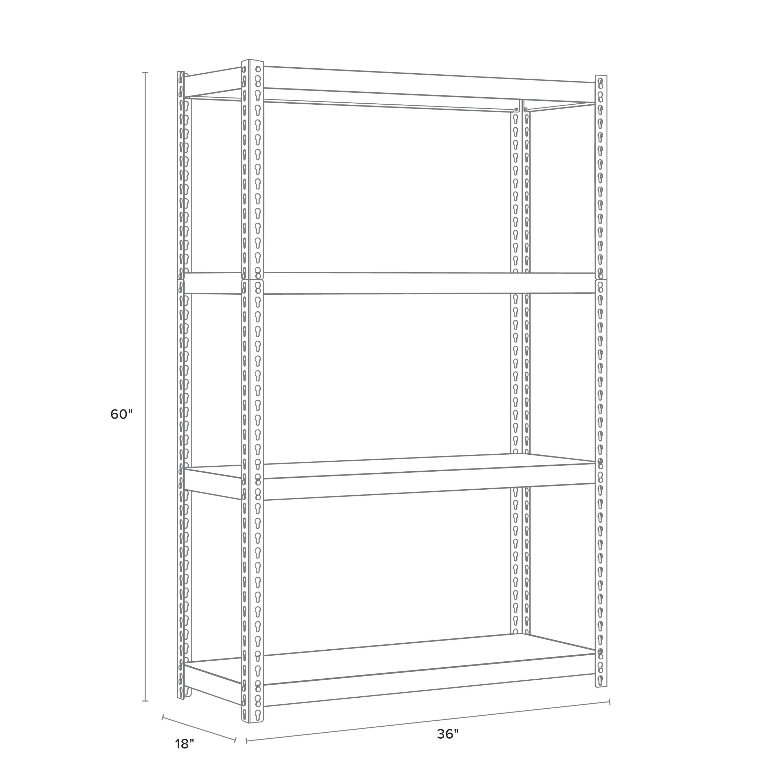 Iron Horse 2300 Riveted Steel Shelving 4-Shelf Unit, 18D x 36W x 60H, Black - image 8
