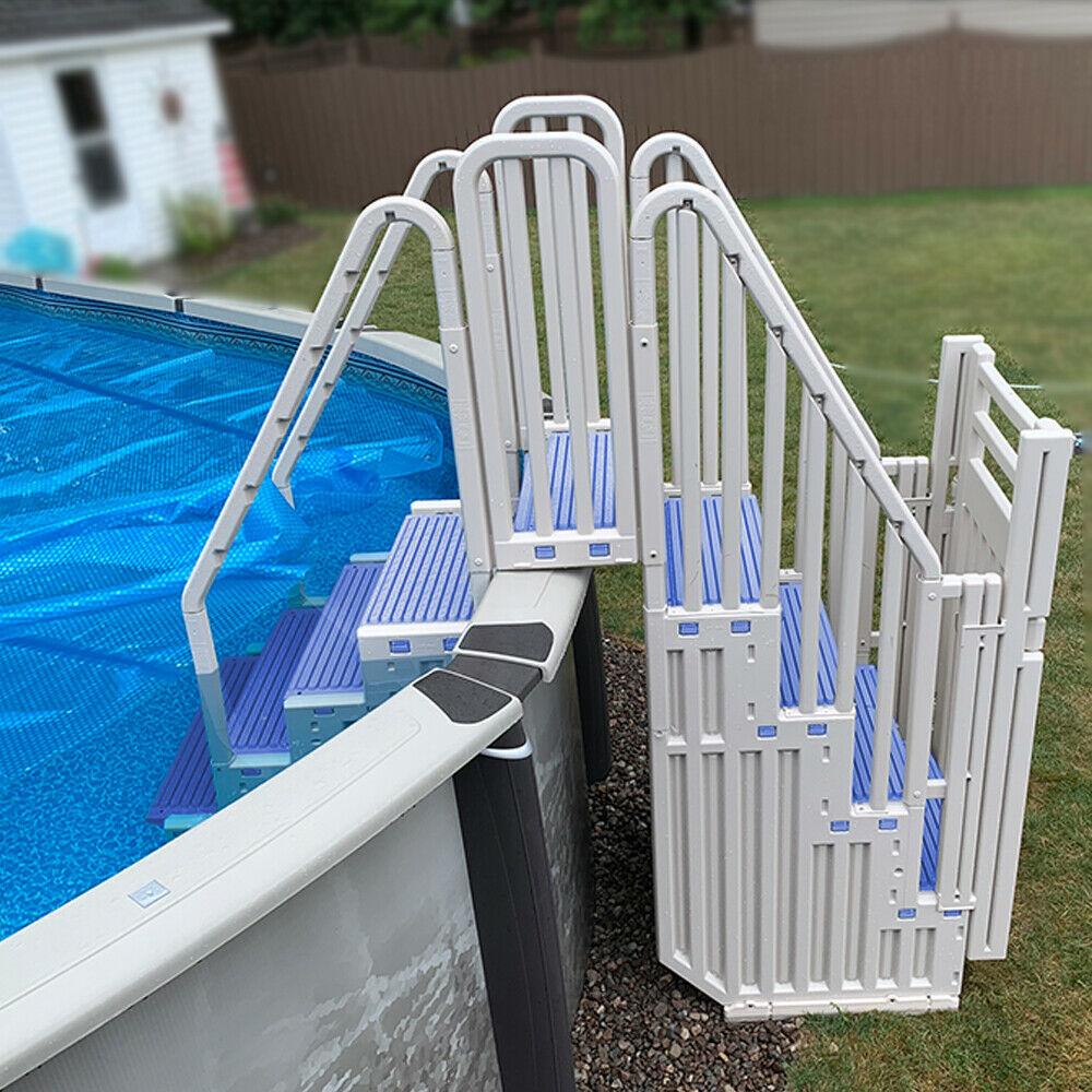 Confer Above Ground Pool Steps with Blue Safety Closure, Warm Gray Pool Entry Ladder System - product image 3