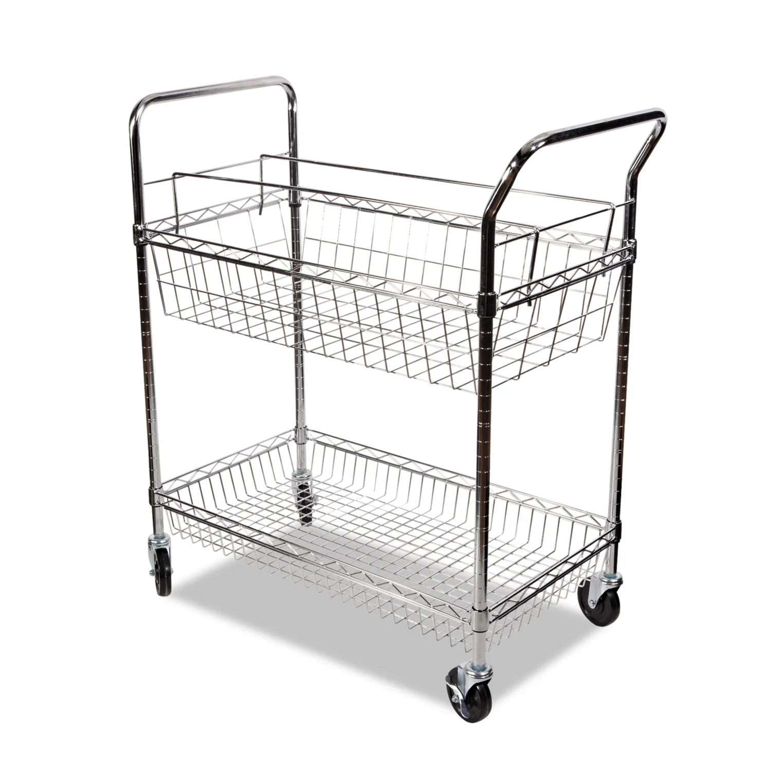 Alera ALEMC3518SR Carry-All 34.88 in. x 18 in. x 39.5 in. Basket/Shelf Mail Cart - Silver - image 3