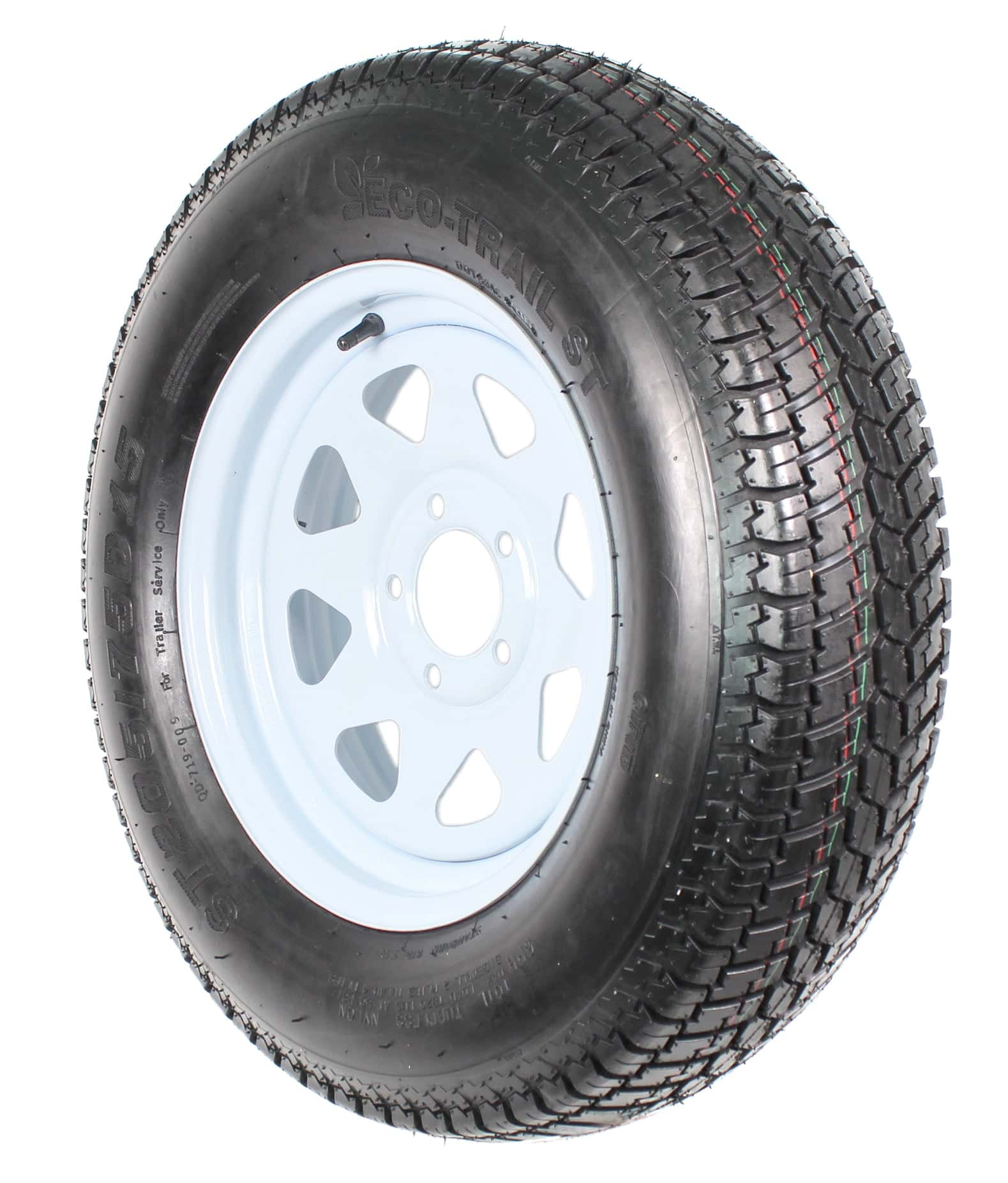 2-Pack ST205/75D15 Trailer Tires with 15-Inch White Spoke Rims, Load Range C, 5-Lug Wheel - product image 4