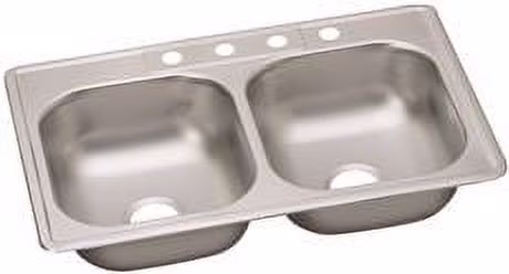 Elkay DD233224 22 Gauge Stainless Steel Double Bowl Top Mount Kitchen Sink, 33 x 22 x 7.0625 - image 1