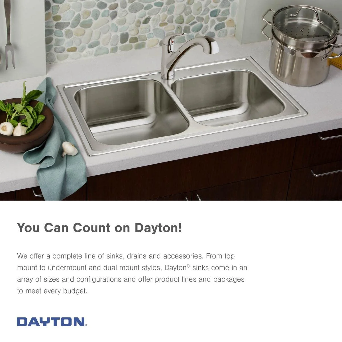 Elkay DD233224 22 Gauge Stainless Steel Double Bowl Top Mount Kitchen Sink, 33 x 22 x 7.0625 - image 2