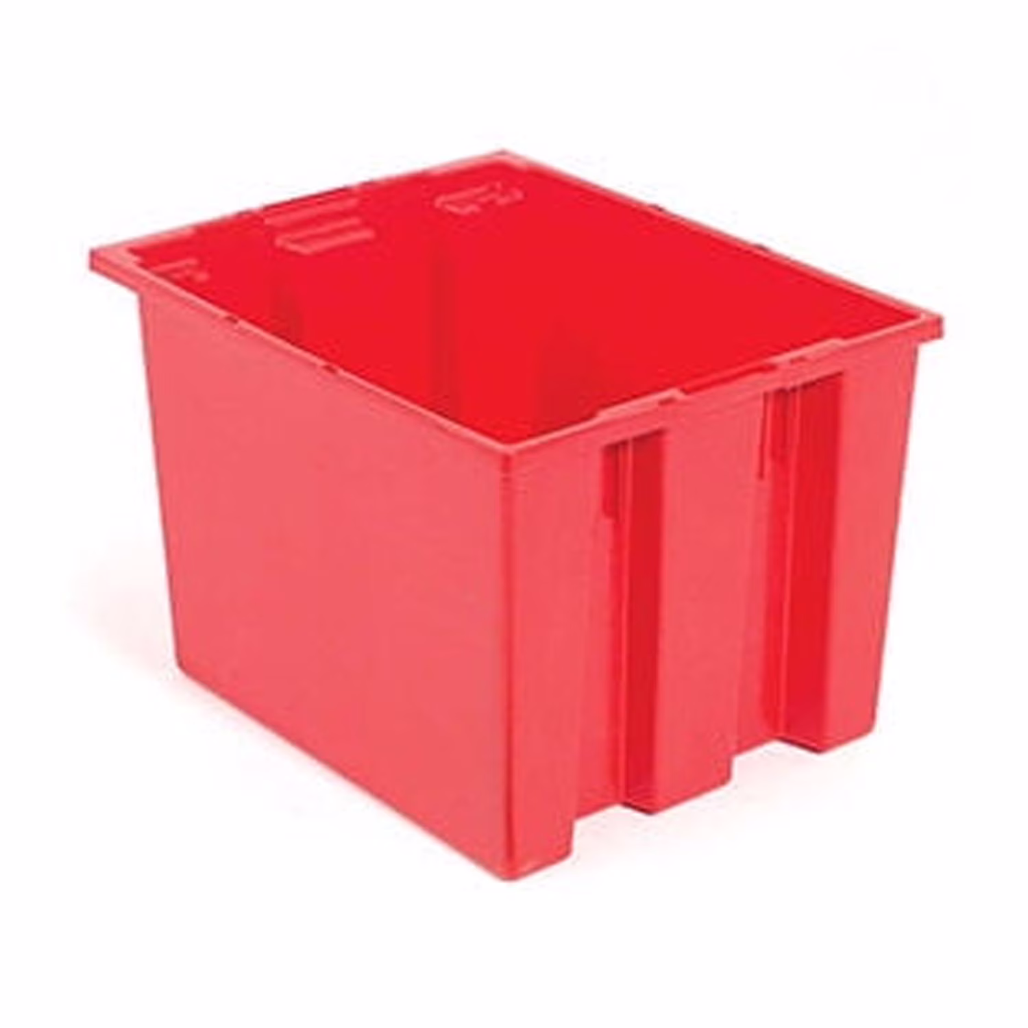 Global Industrial 5248502 Plastic Stack & Nest Storage Container No Lid - 19.5 x 15.5 x 13 in. - Red - image 1