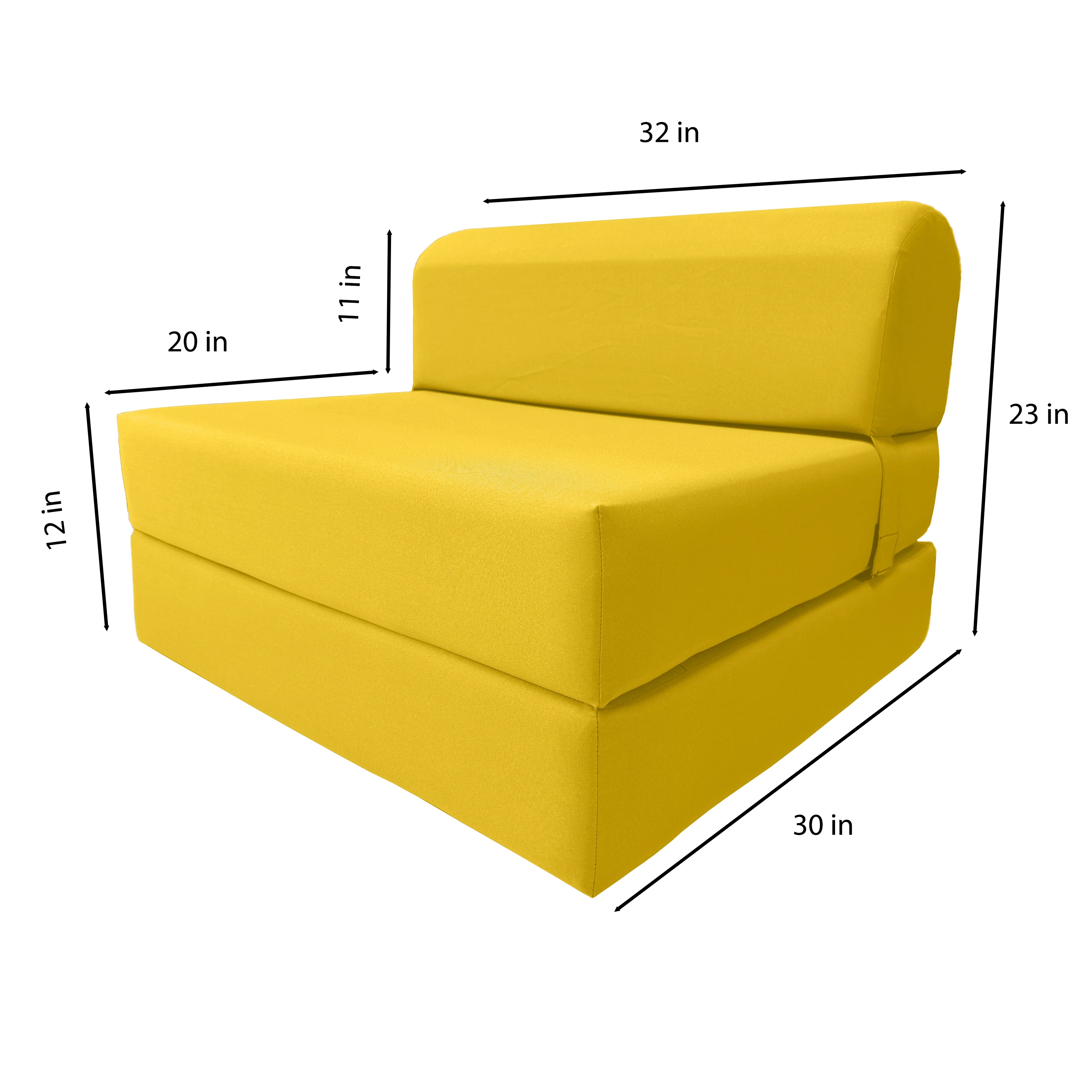 Yellow Sleeper Chair Folding Foam Beds, Portable Studio Sofa Guest Bed, 6 x 32 x 70 - image 4