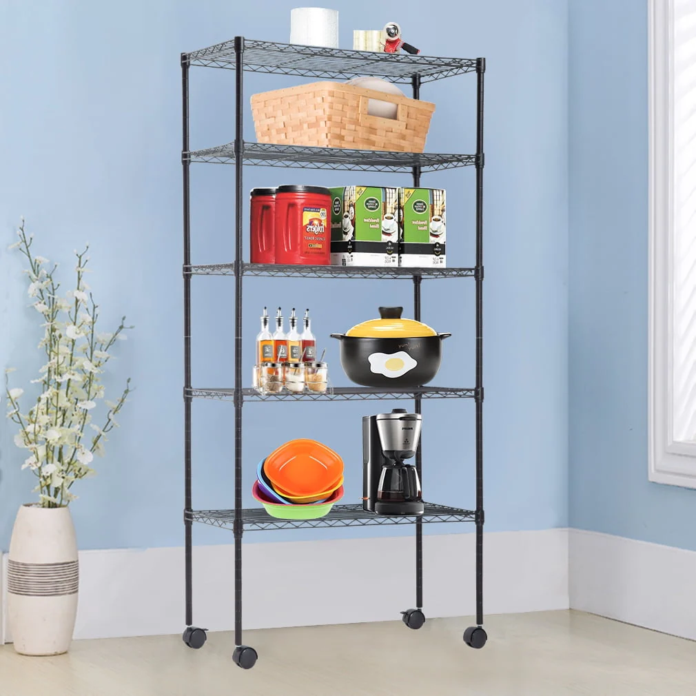 BestMassage Adjustable 30"W x 14"D x 60"H 5-Shelf Metal Freestanding Shelves, Black - image 3
