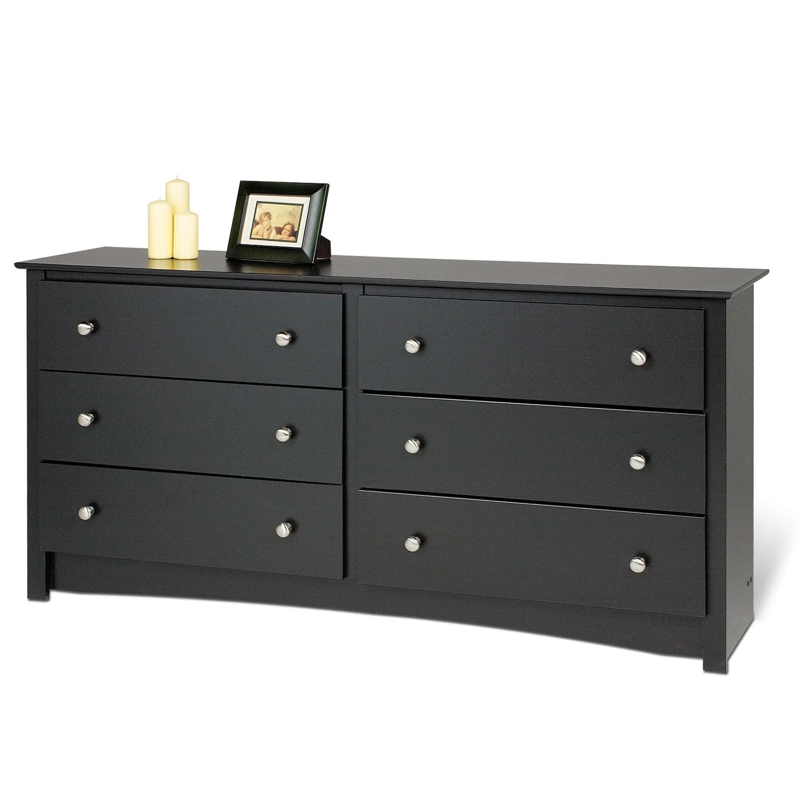 Prepac Sonoma 6 Drawer Wooden Double Dresser, 16" x 59" x 29", Black - image 1
