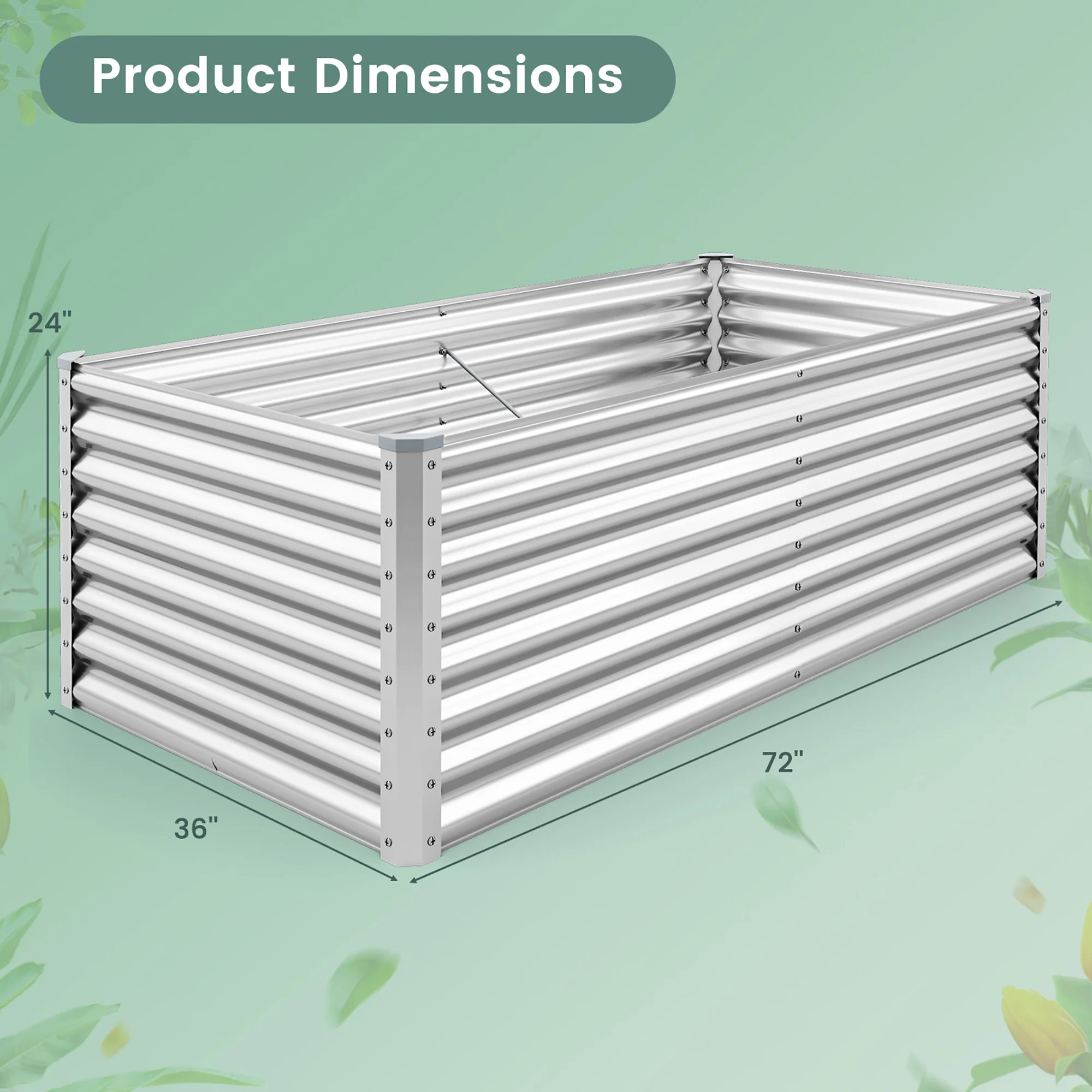 Gymax Raised Garden Bed Large Metal Planter Box Kit for Vegetable Herb 6' x 3' x 2' - image 3