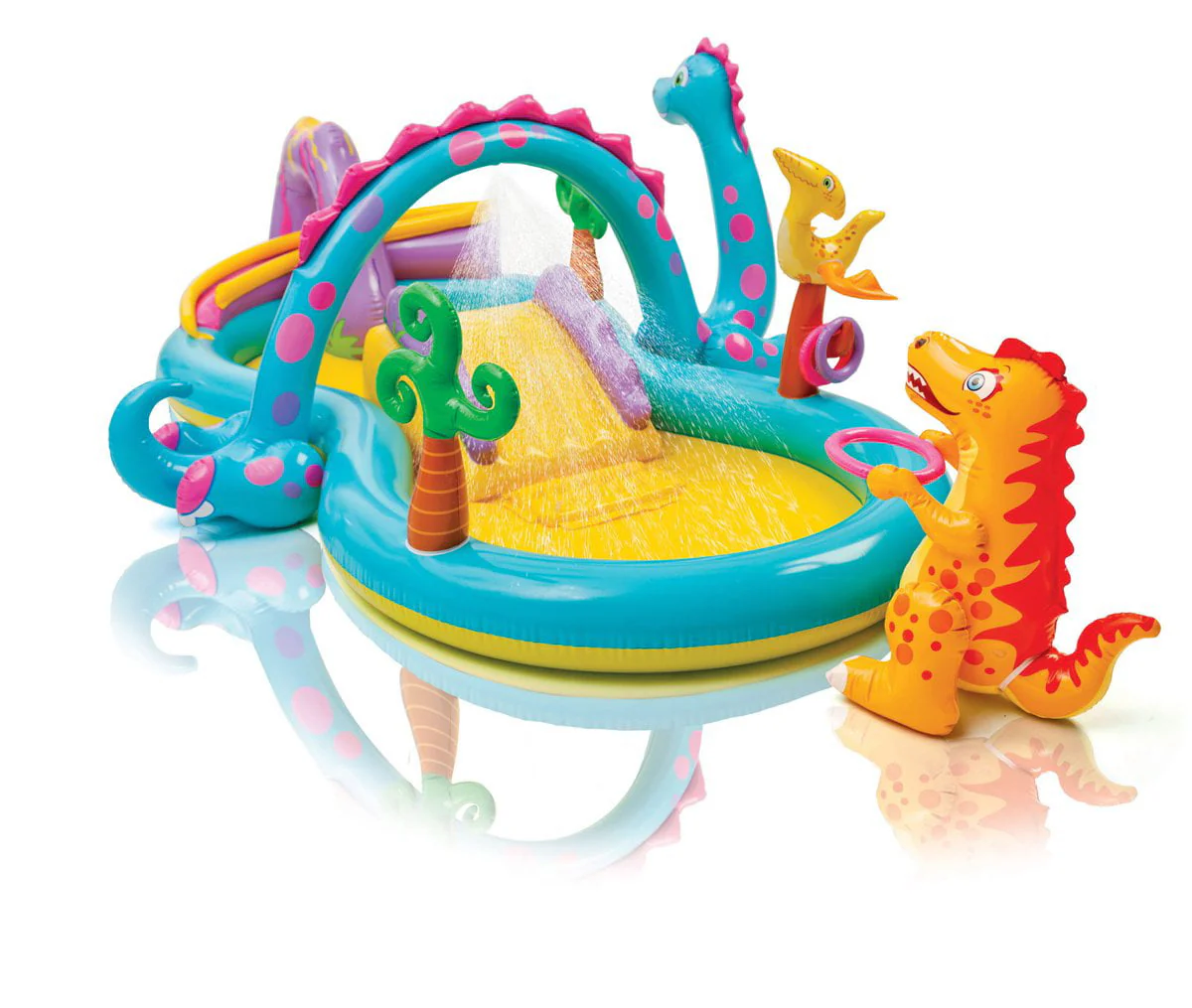 Intex 11' x 7.5' x 44" Dinoland Play Center Kiddie Swimming Pool w/ air pump - image 2