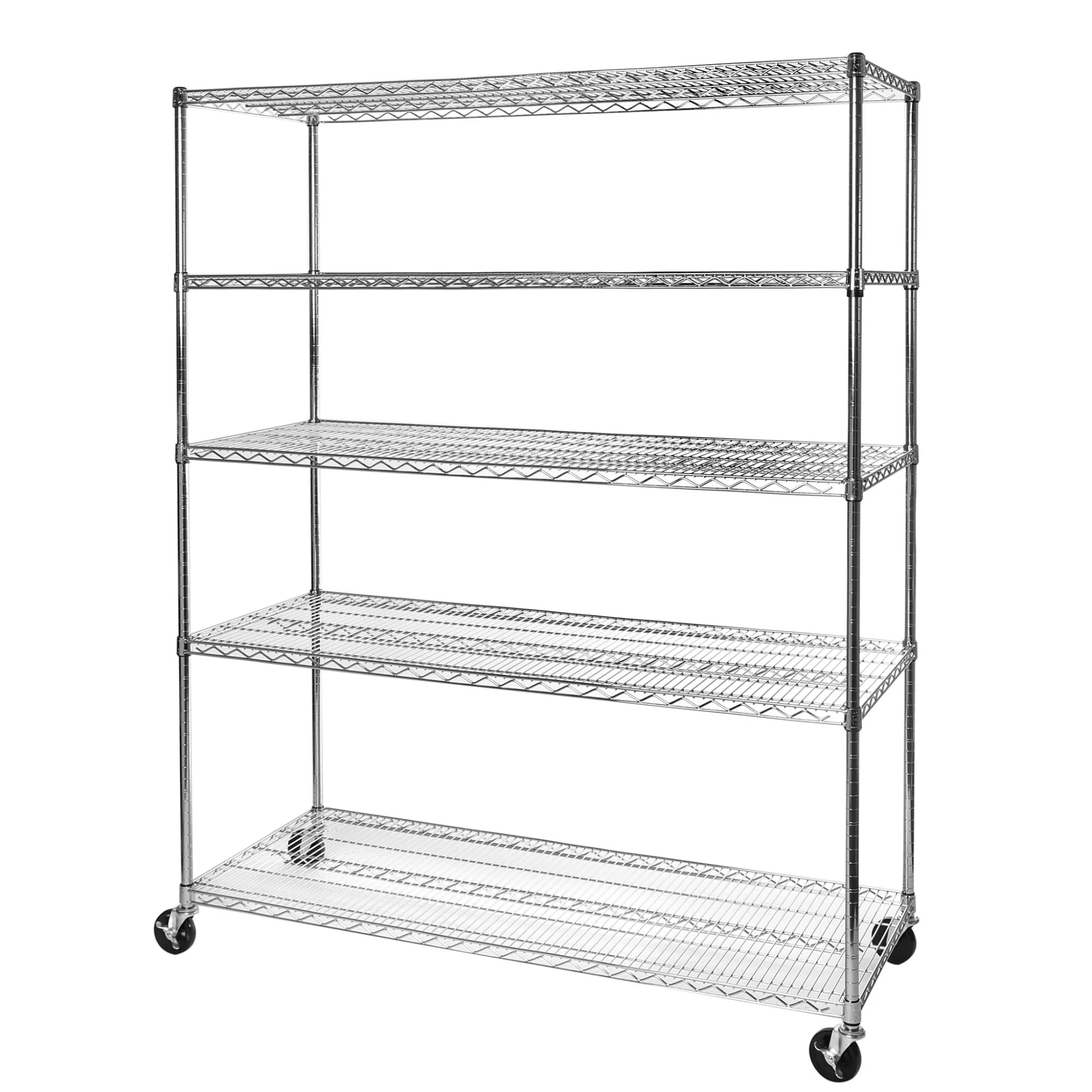 Seville Classics 60"W x 24"L x 72"H 5-Shelf Steel Wire Freestanding Shelves, Silver - image 5