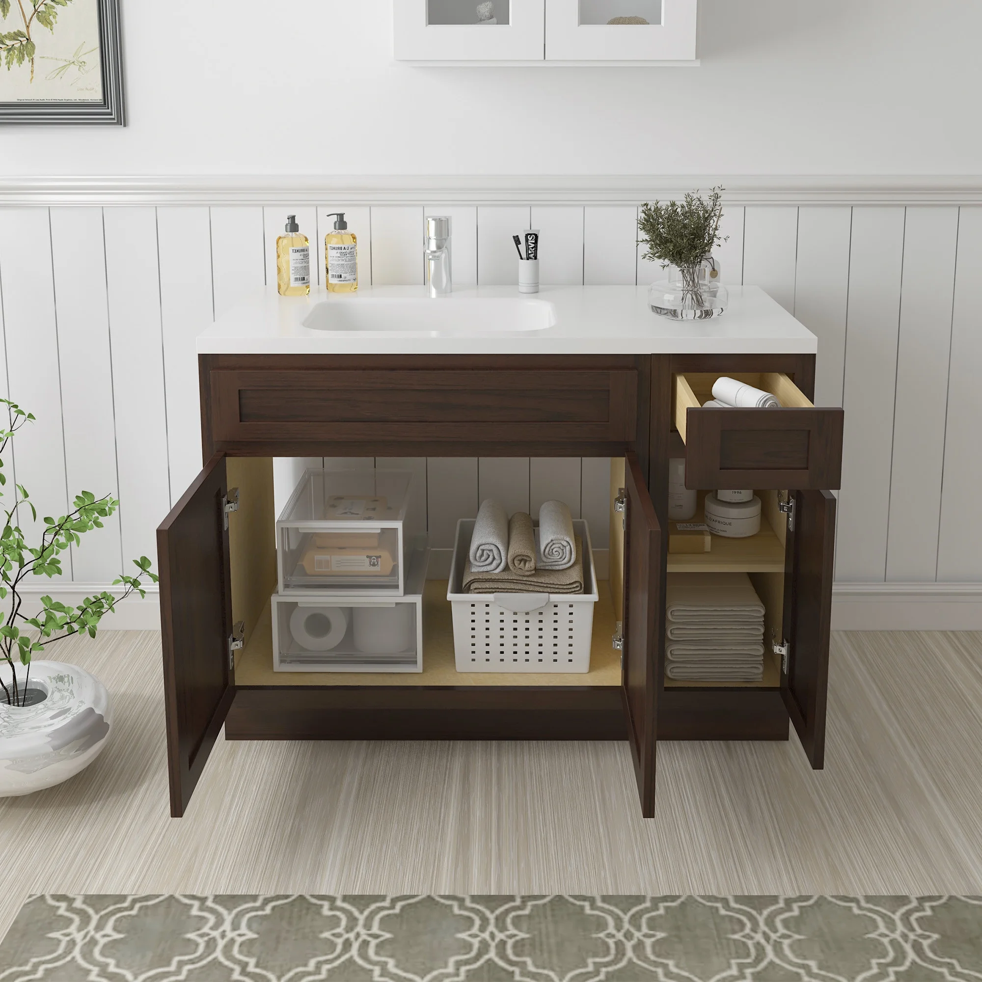 45 in. W x 21 in. D x 32.5 in. H Bath Vanity Cabinet without Top in Brown - image 5