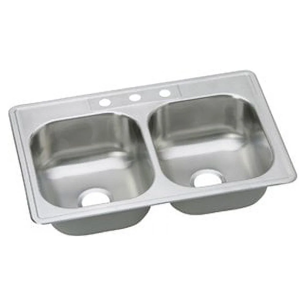 Elkay Dayton Stainless Steel 33" x 22" x 8-1/16", Equal Double Bowl Drop-in Sink - image 2
