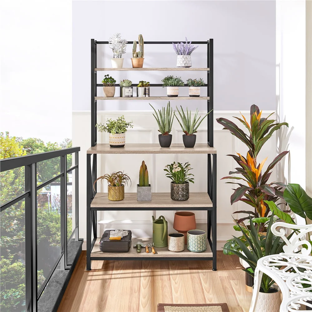 Easyfashion 16"W x 35.5"D x 64.5"H 5-Shelf Freestanding Shelves, Gray - image 5