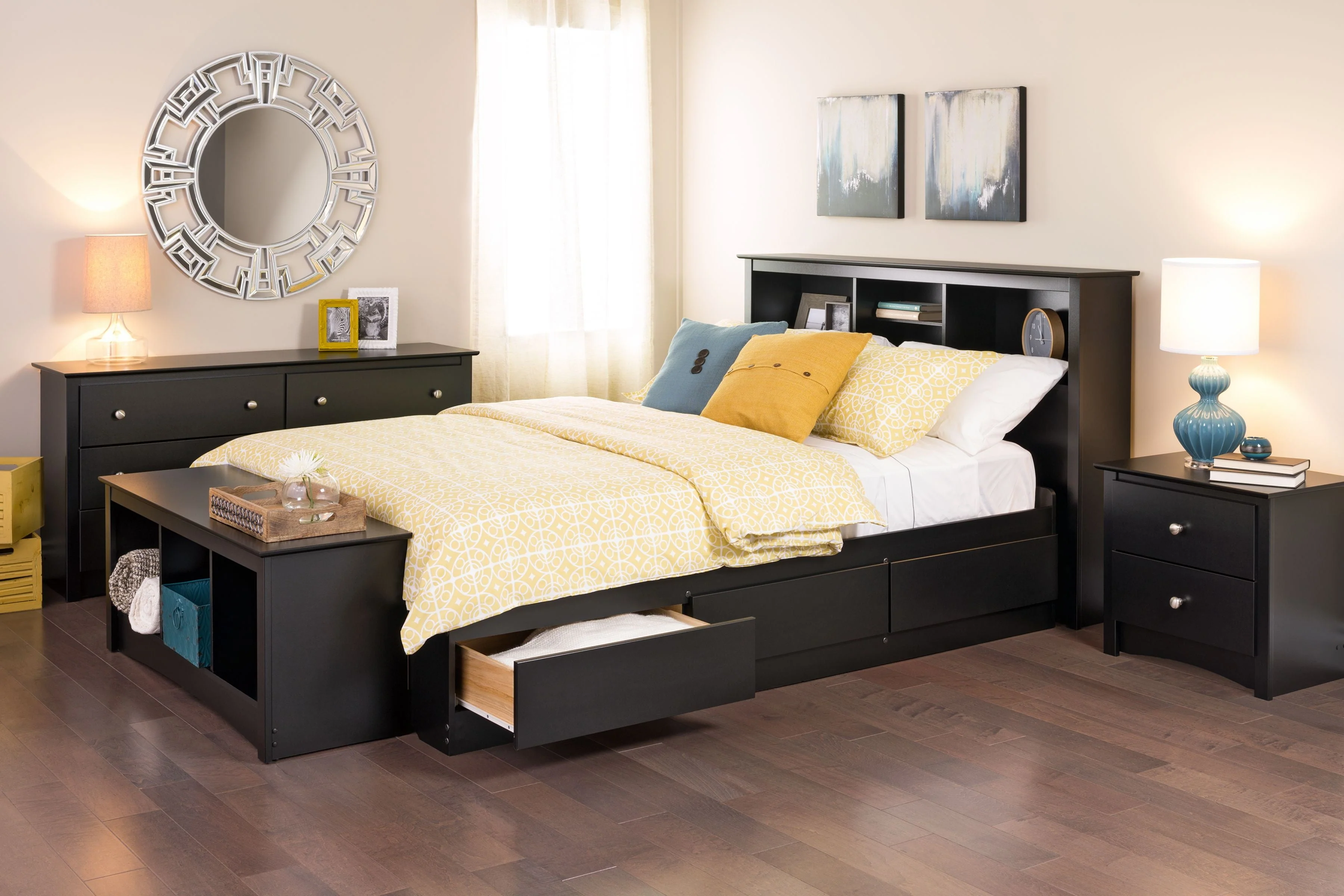 Prepac Sonoma 6 Drawer Wooden Double Dresser, 16" x 59" x 29", Black - image 6