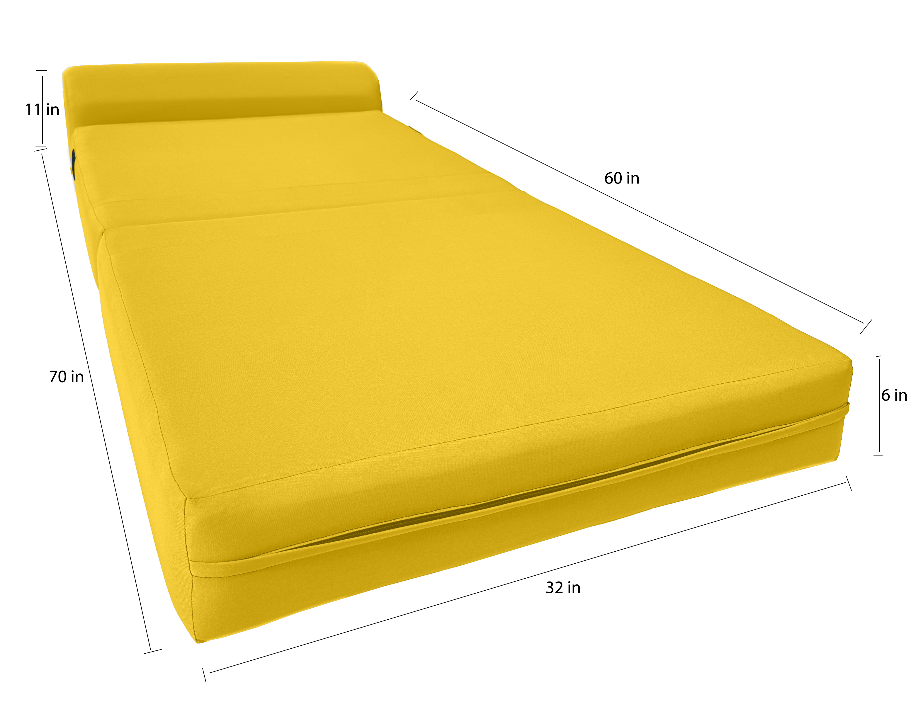 Yellow Sleeper Chair Folding Foam Beds, Portable Studio Sofa Guest Bed, 6 x 32 x 70 - image 2