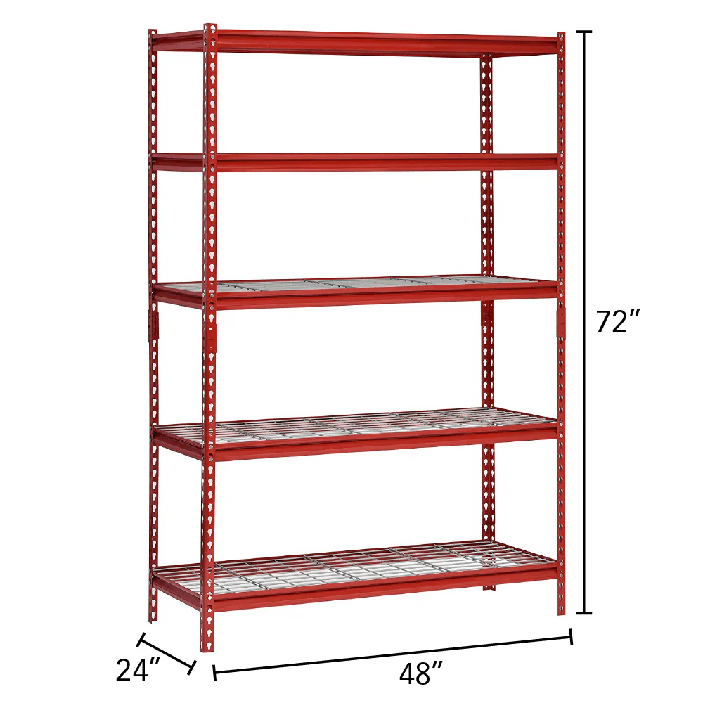 Muscle Rack 48"W x 24"D x 72"H 5-Shelf Steel Shelving, Red - image 2