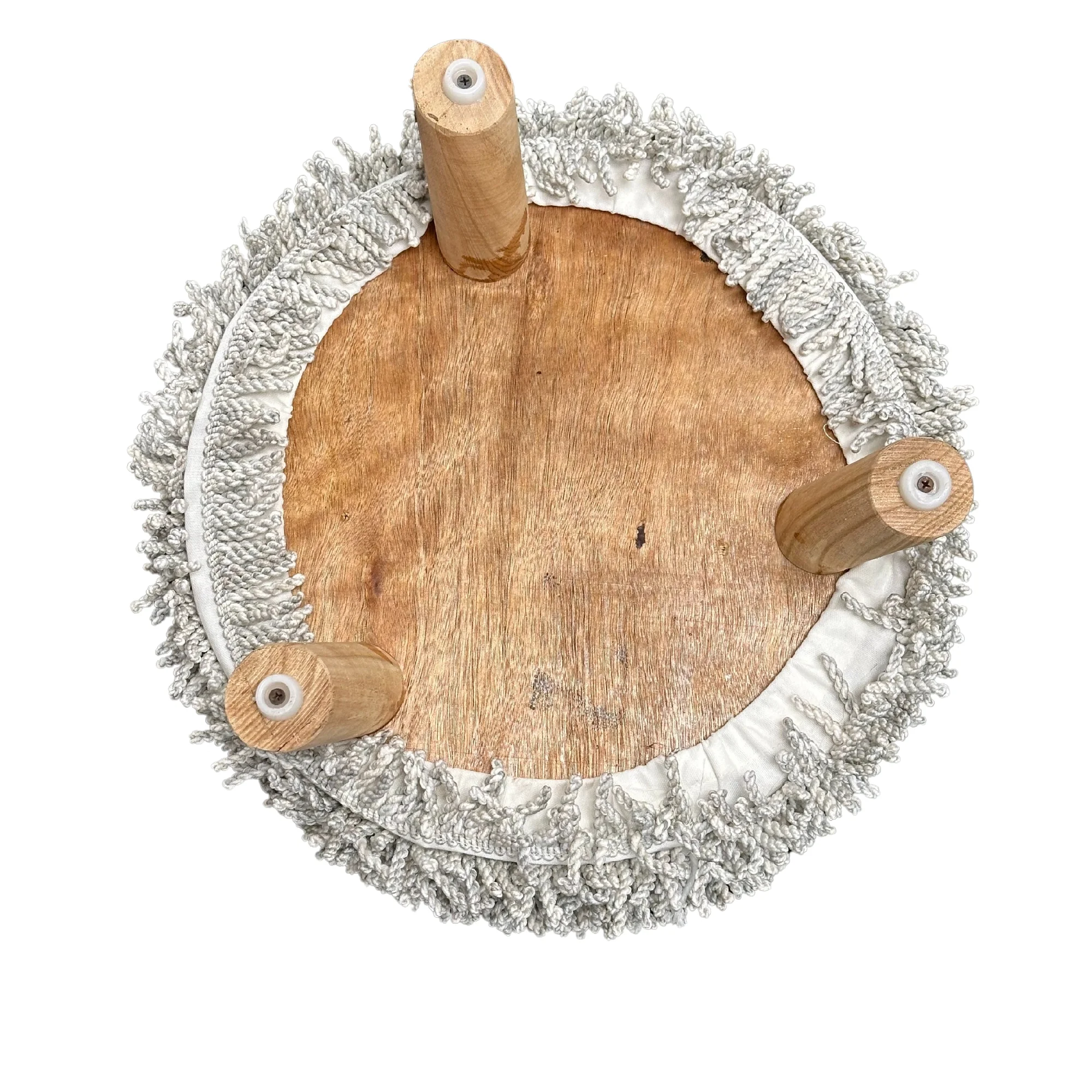 Maison Concepts Long Sag Handwoven Pouf Wooden Stand Light Grey (Multi) 40" X 40" X 40" - image 6