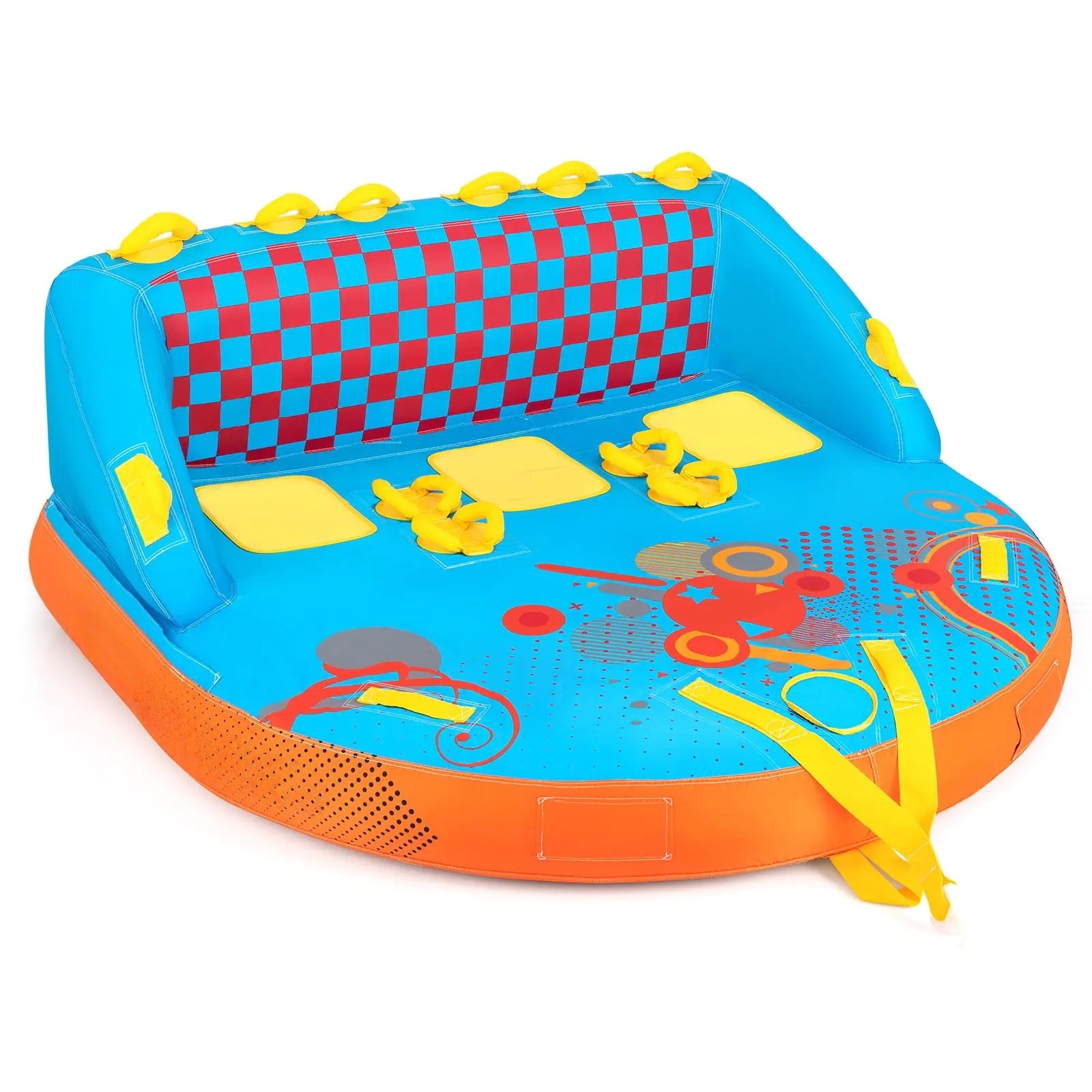 3 Person Towable Tube for Boating - Inflatable Water Sports Tube with Backrest, EVA Handles and 661 lb Capacity - product image 1