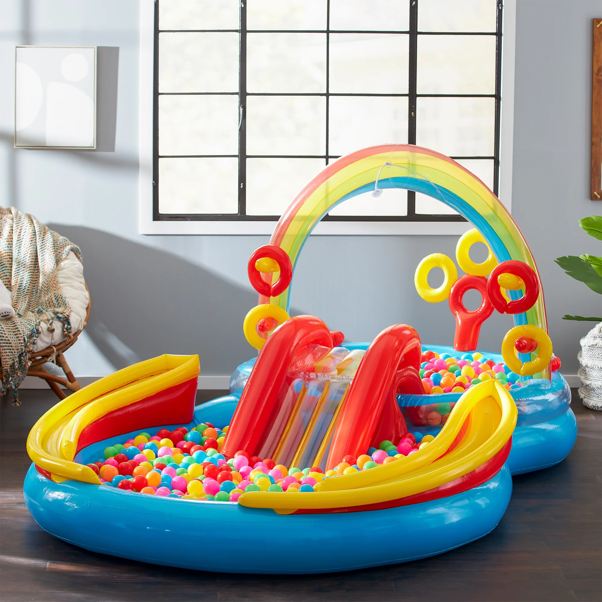 Intex 8ft x 6.25ft x 43in Dinosaur Play Pool & Inflatable Rainbow Play Pool - image 8