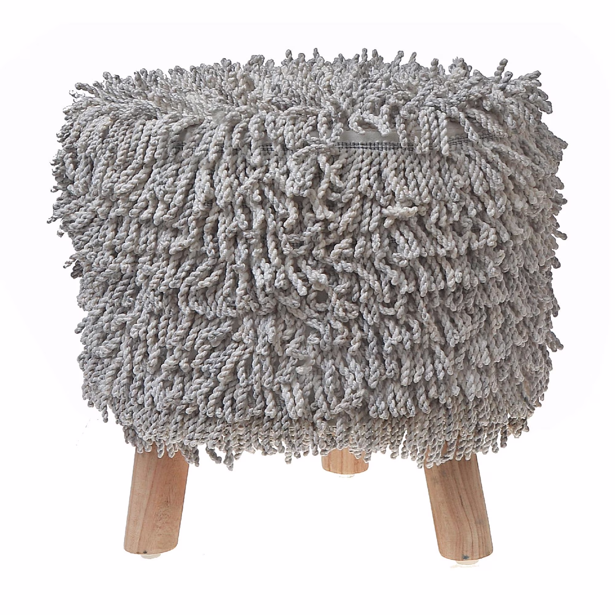 Maison Concepts Long Sag Handwoven Pouf Wooden Stand Light Grey (Multi) 40" X 40" X 40" - image 1