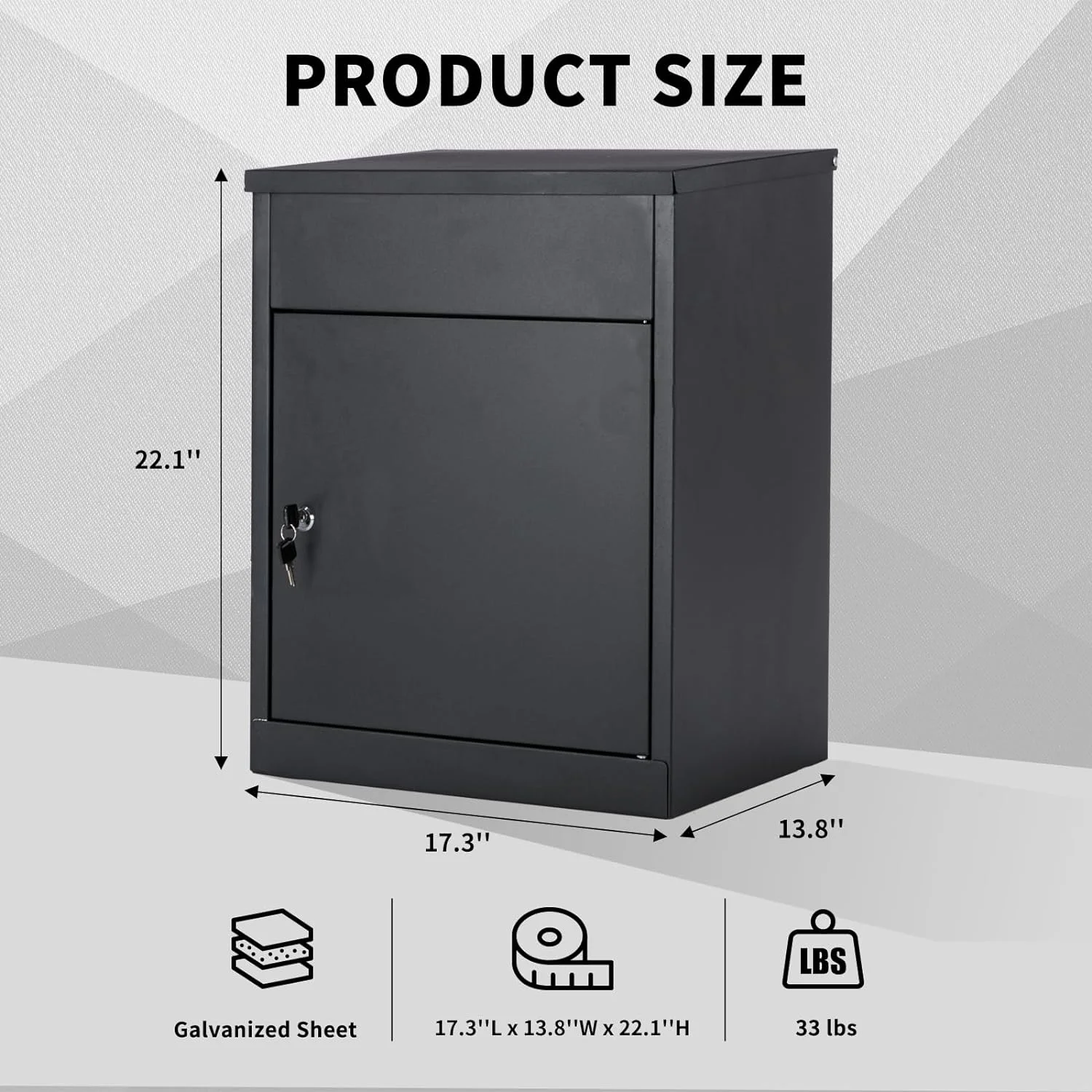 ICEELF Large Package Delivery Boxes, Galvanized Steel, Lockable, Anti-Theft, 17.3" x 13.8" x 22.1" - image 7