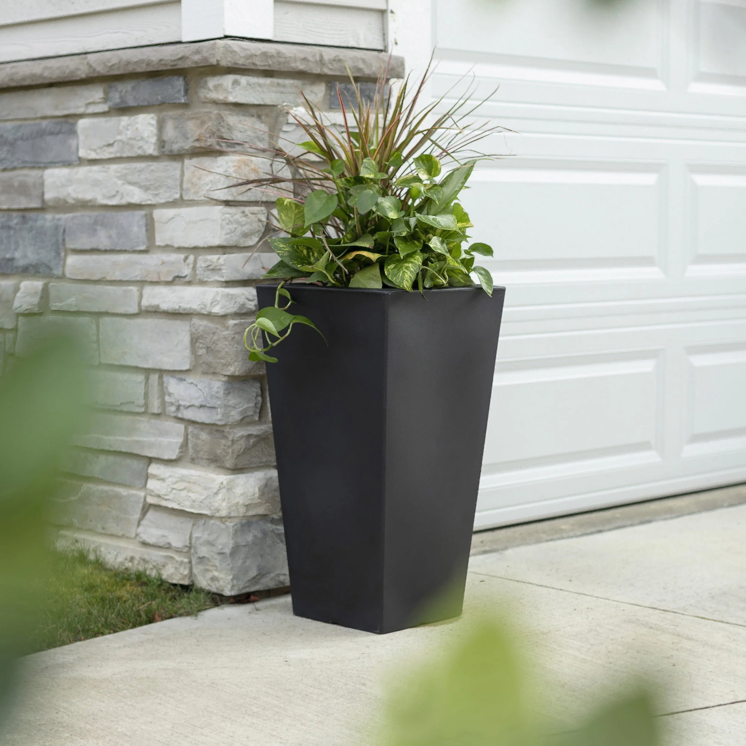 Step2 Tremont 2pk Plastic Black Square Planter 15" W x 15" D x 28" H - image 6