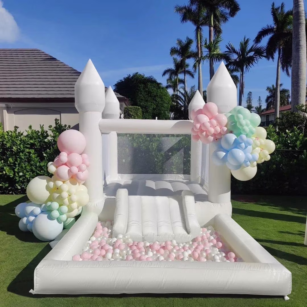 Connsann White Bounce House Oxford with Air Blower & Ball Pit for Kids Birthday Party, 13' x 8' x 8' - image 1