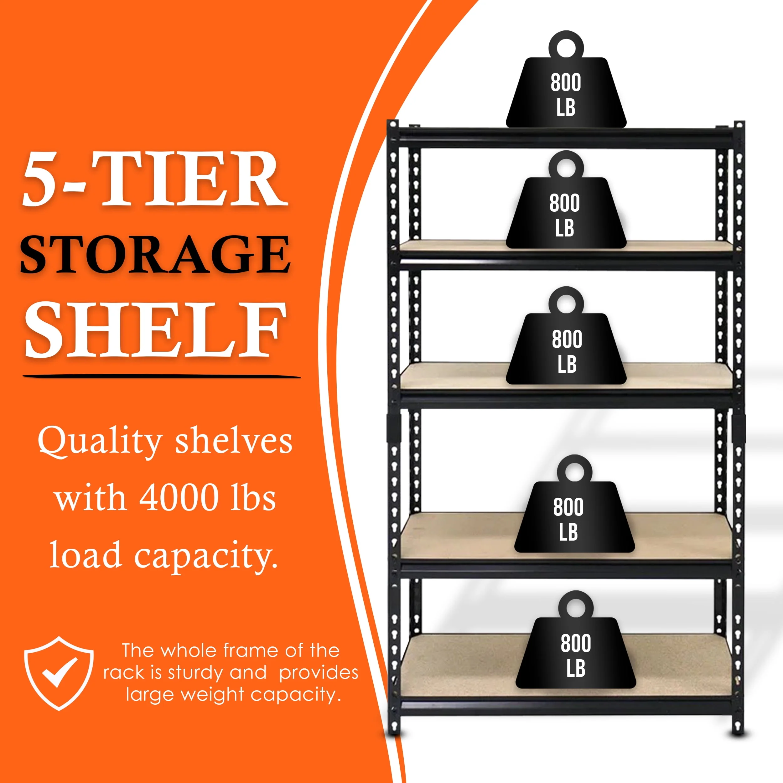 Juggernaut Storage 36"W x 18"D x 72"H 5-Shelf Steel Shelving, Black - image 2