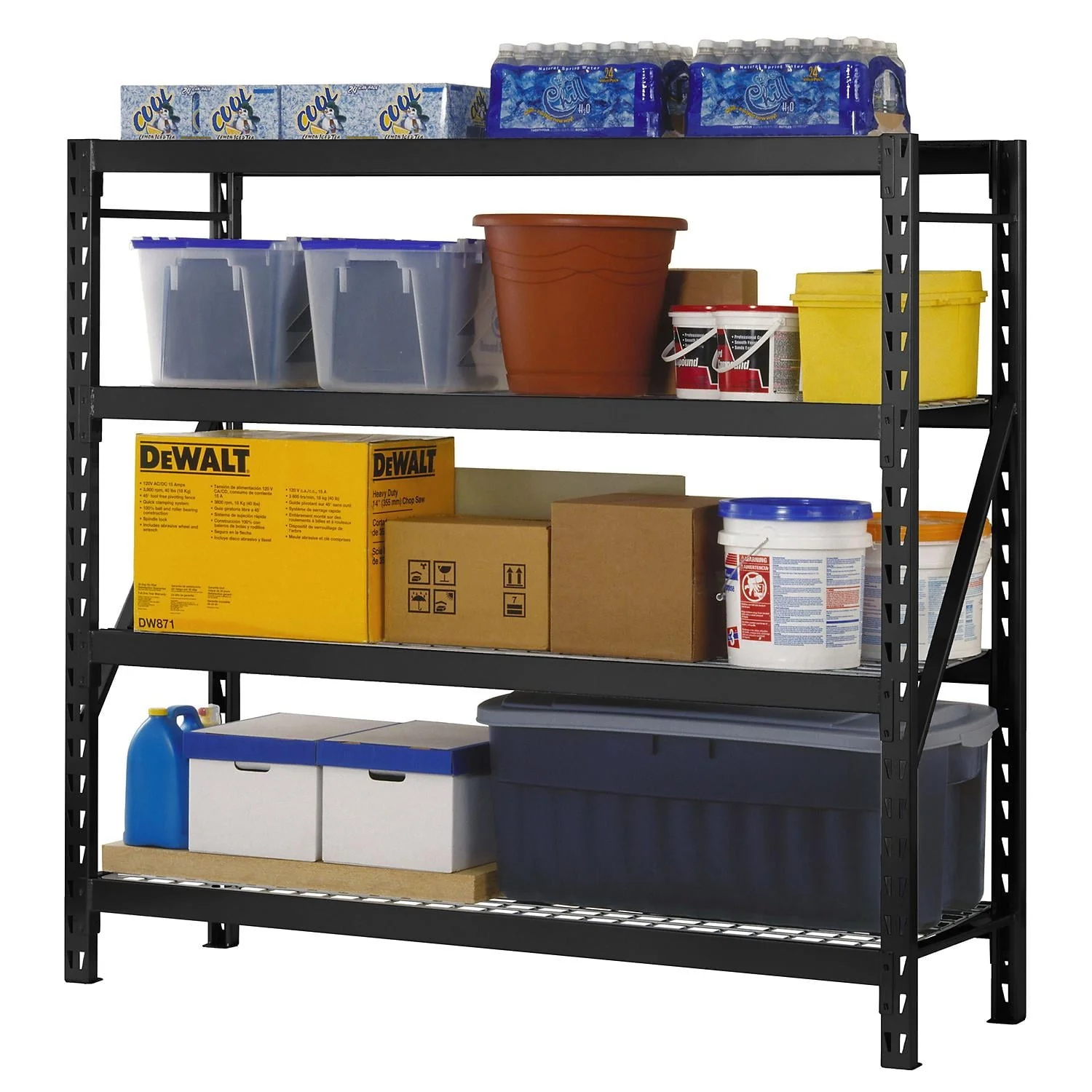 Muscle Rack 77"W x 24"D x 72"H 4-Tier Welded Steel Storage Rack, Black - image 1