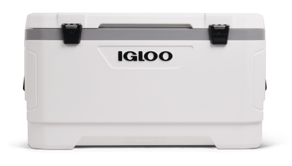 Igloo Marine Ultra 100 Qt Cooler, White & Moonscape Hard Side Ice Chest with UV Protection, Fish Ruler & Drain Plug - product image 1