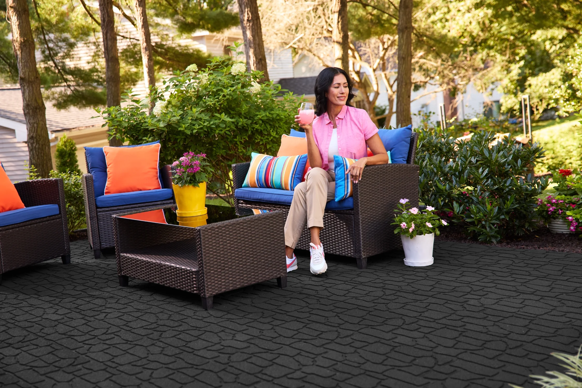 GroundSmart 24" x 12" x 5/8" Black Interlocking Dual-Sided Rubber Paver, 9 Pack - image 2