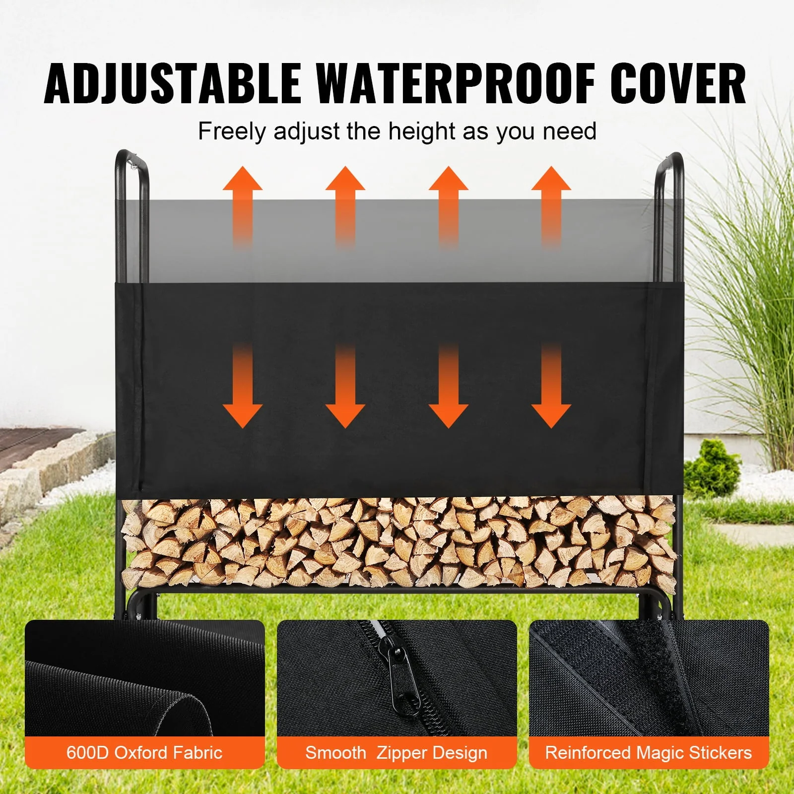 BENTISM 4.3ft Outdoor Firewood Rack with Cover Firewood Holder 52" x 14.2" x 46.1" - image 4