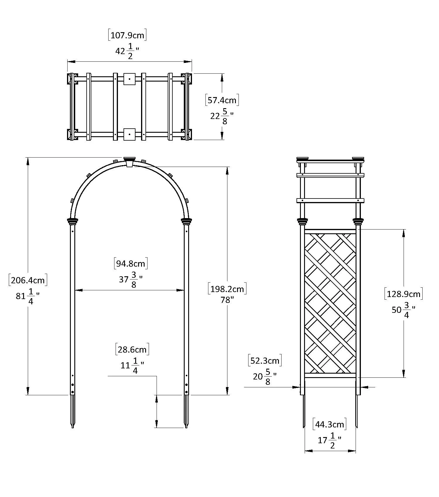 Vita 43"L x 23"W x 81"H Cedar Arbor, Golden Brown, VA68893 - image 2