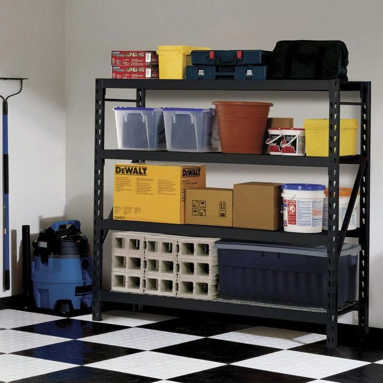 Muscle Rack 77"W x 24"D x 72"H 4-Tier Welded Steel Storage Rack, Black - image 3